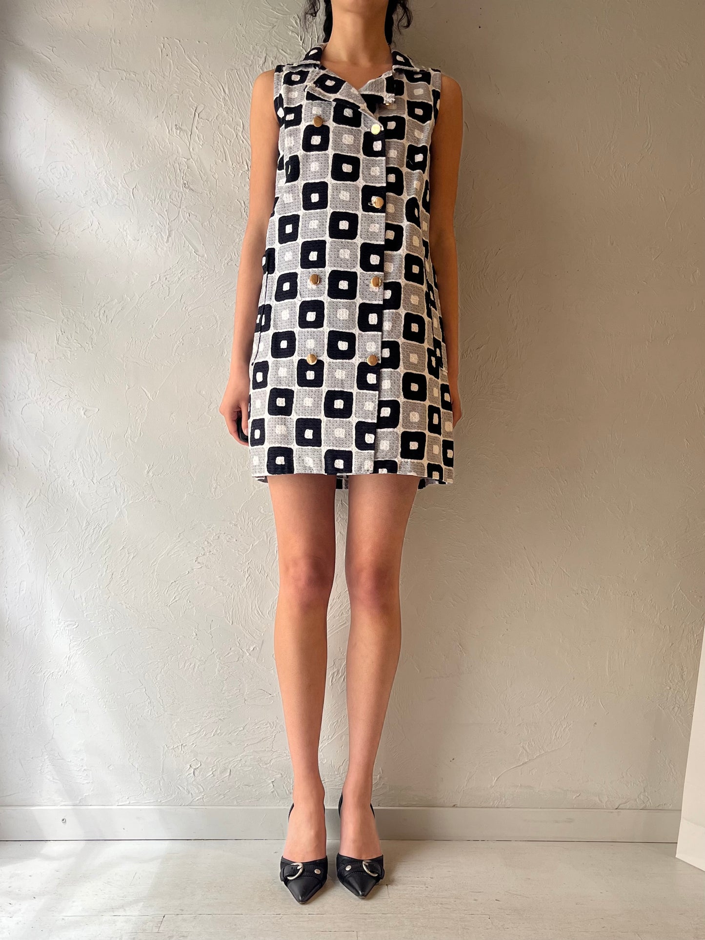 70s ‘Playmates’ Check Micro Mini Dress / Small