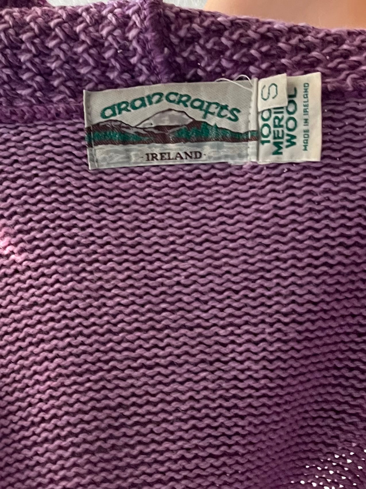70s 'Aran Crafts' Purple Merino Wool Hooded Sweater / Small