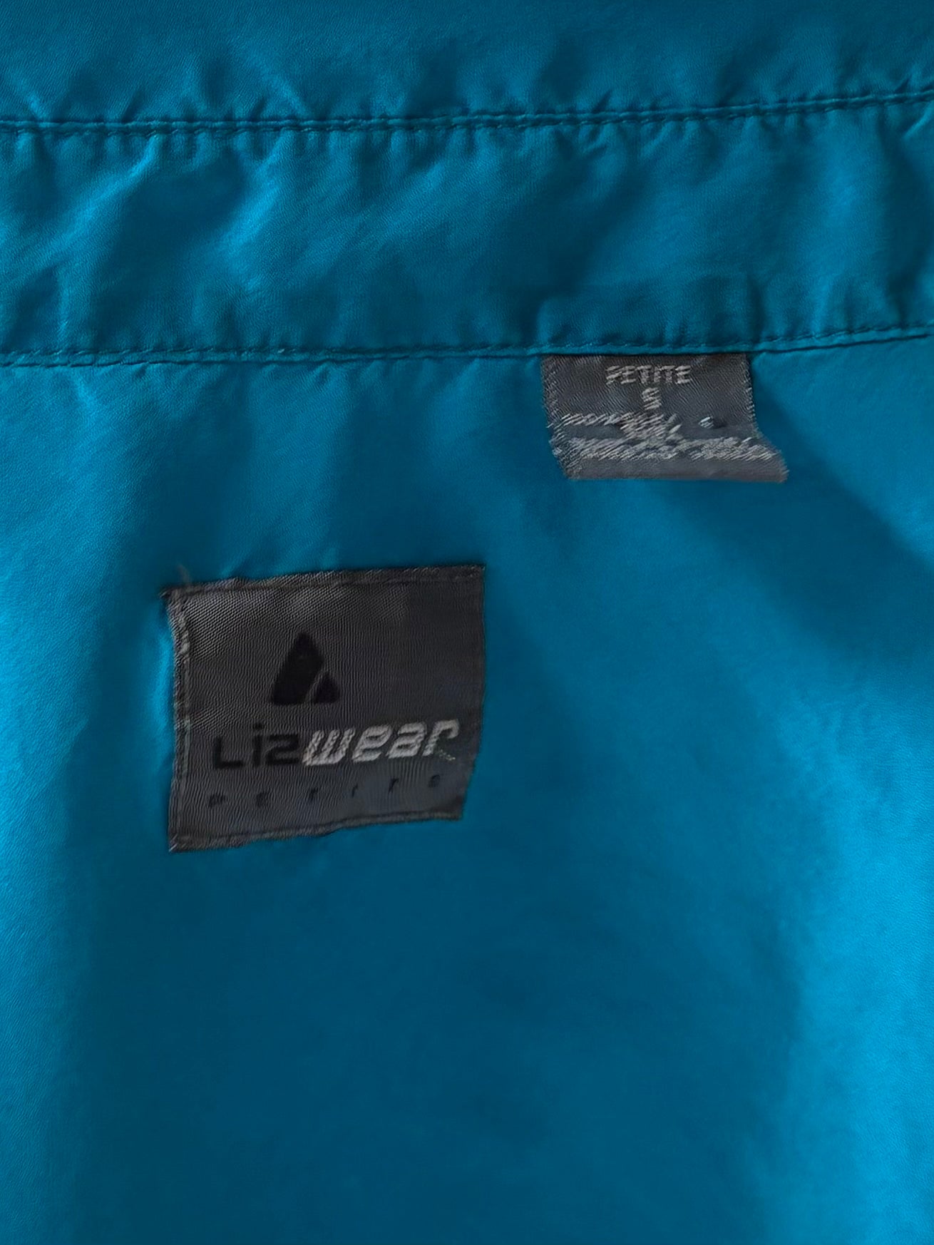 90s 'Liz Wear' Blue Silk Shirt / Small