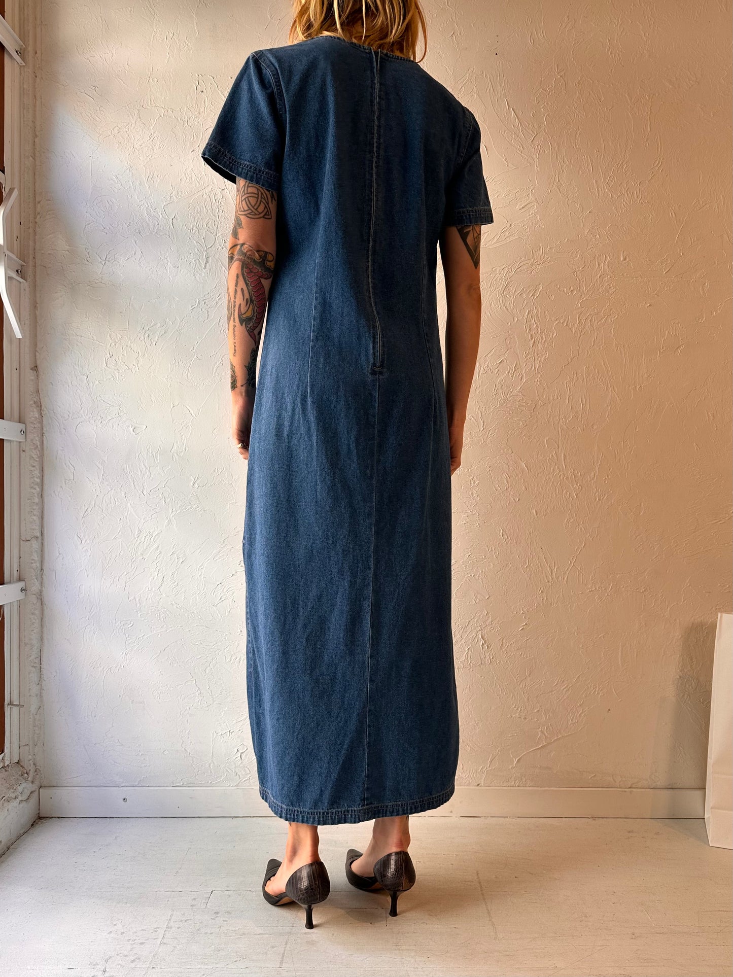 Y2k 'Outline' Denim Maxi Dress / Medium