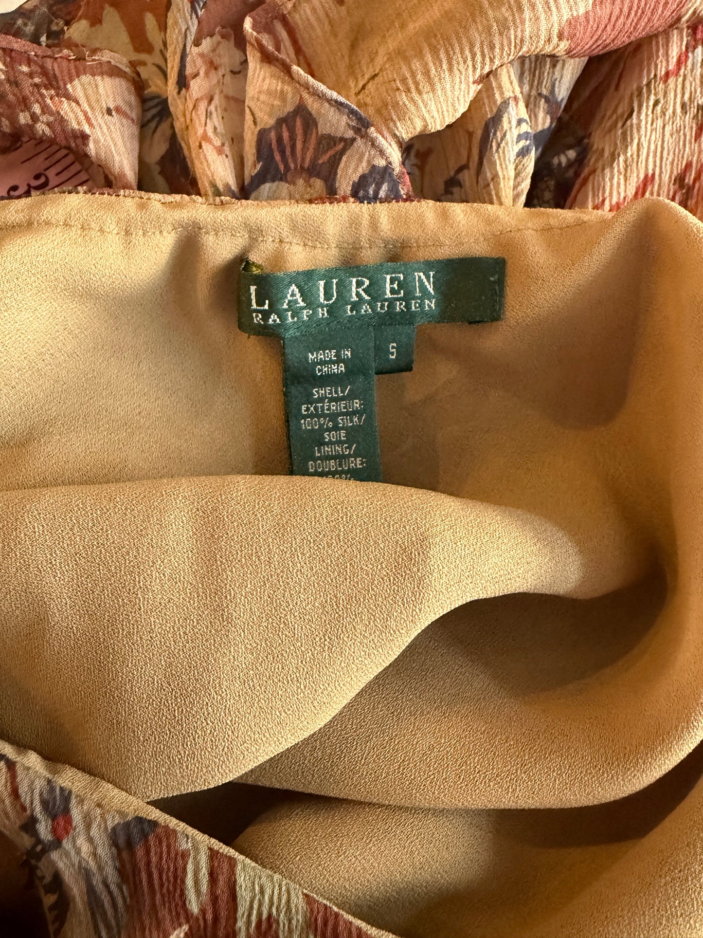 Vintage 'Ralph Lauren' Floral Silk Maxi Skirt / Small