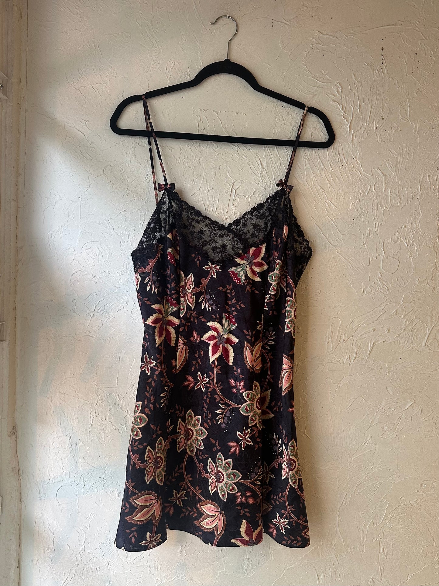 80s ‘Victorias Secret’ Floral Mini Slip Dress / Medium