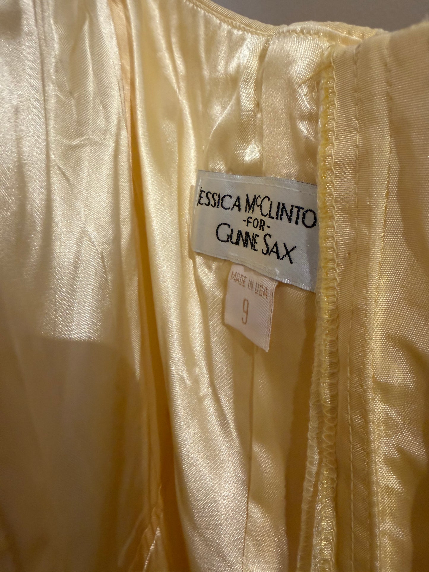 80s 'Gunne Sax' Yellow Strapless Formal Dress / Medium