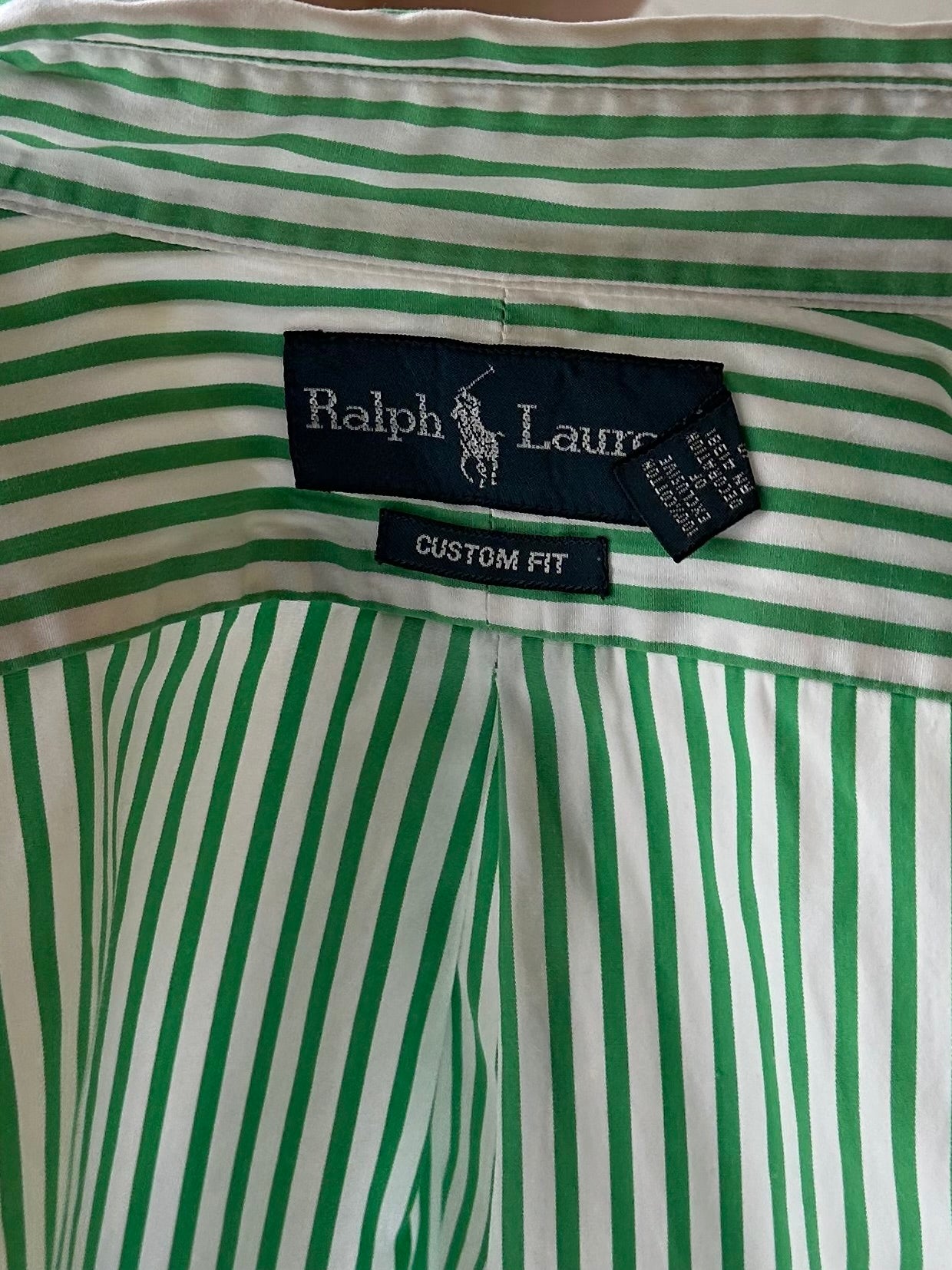 Y2k 'Ralph Lauren' Green Striped Button Up Shirt / Large