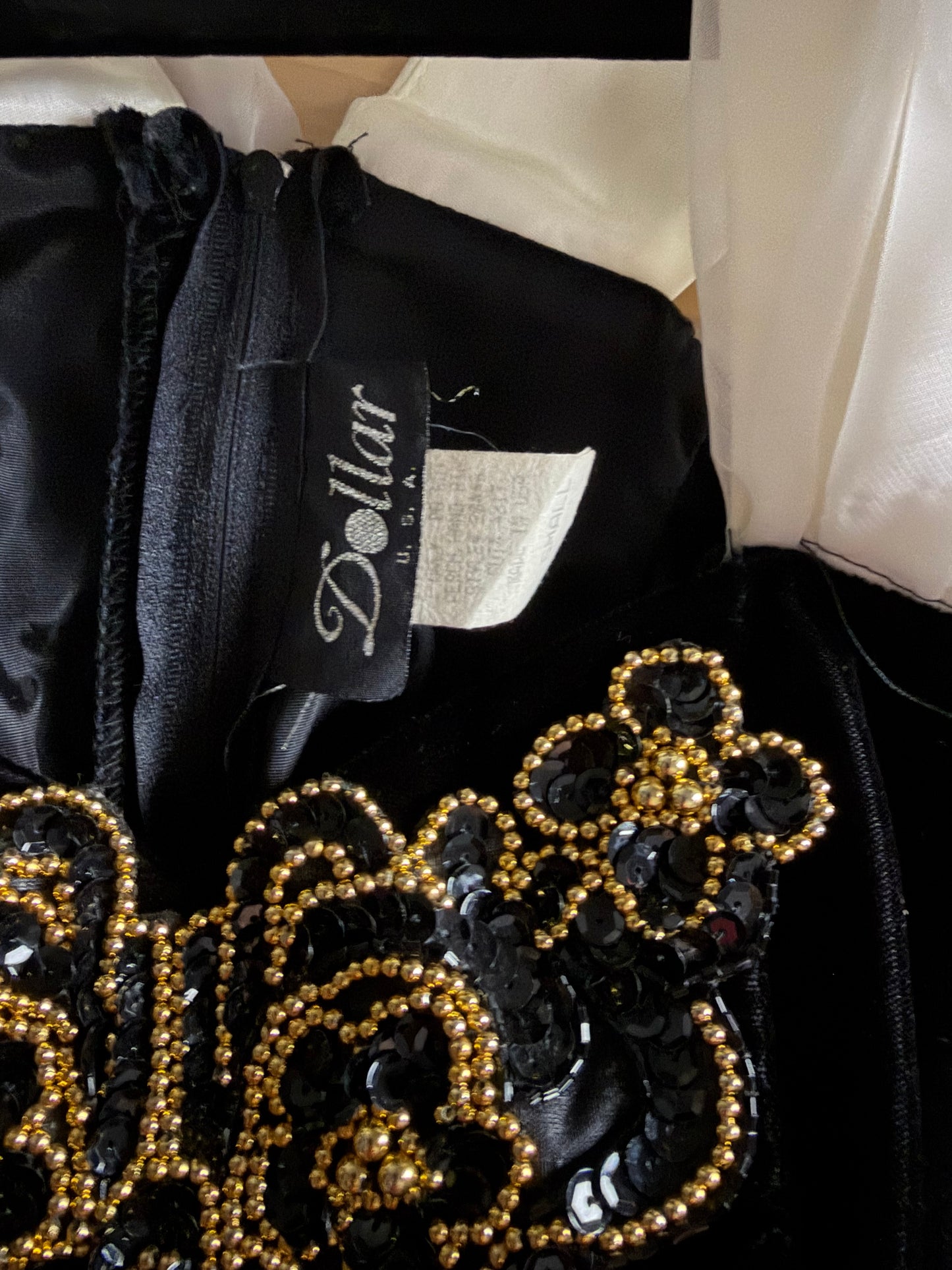 80s 'Dollar' Black Velvet Formal Mini Dress / Small