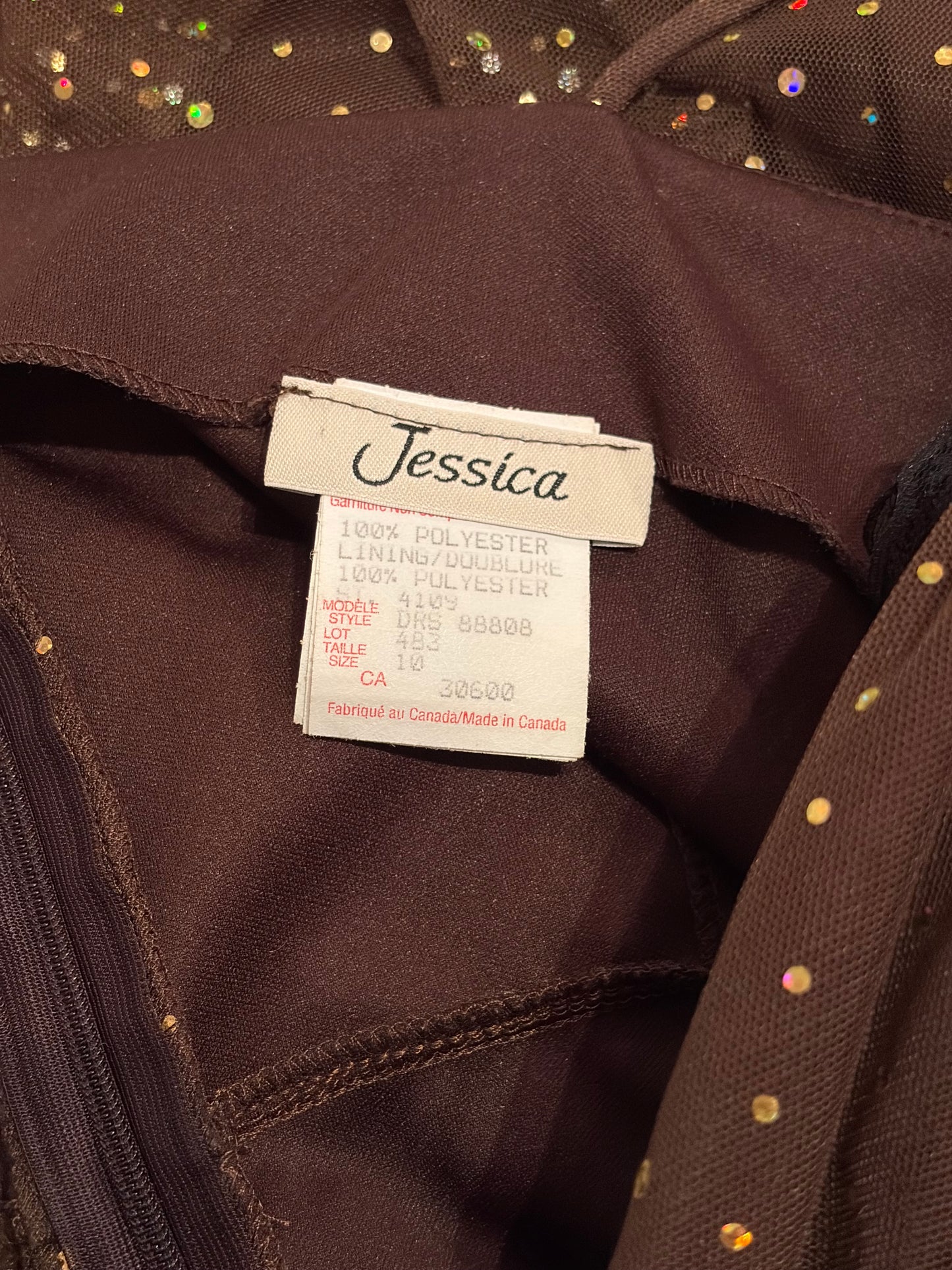 80s 'Jessica' Brown Formal Mini Dress / Medium