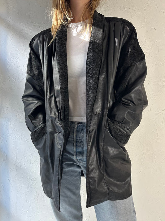 80s 'Pelle Studio' Black Leather Jacket / Medium