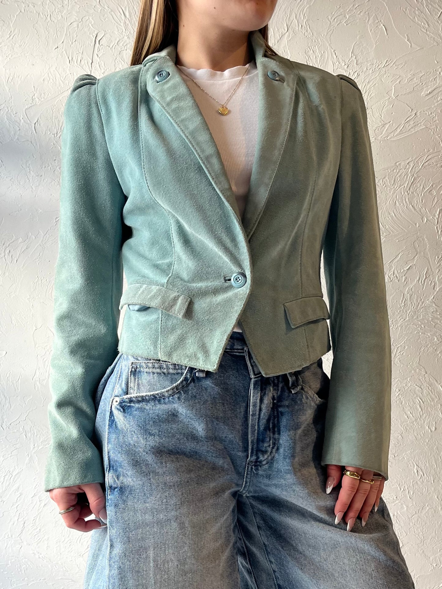 80s 'Wilsons Leather' Blue Suede Jacket / Small