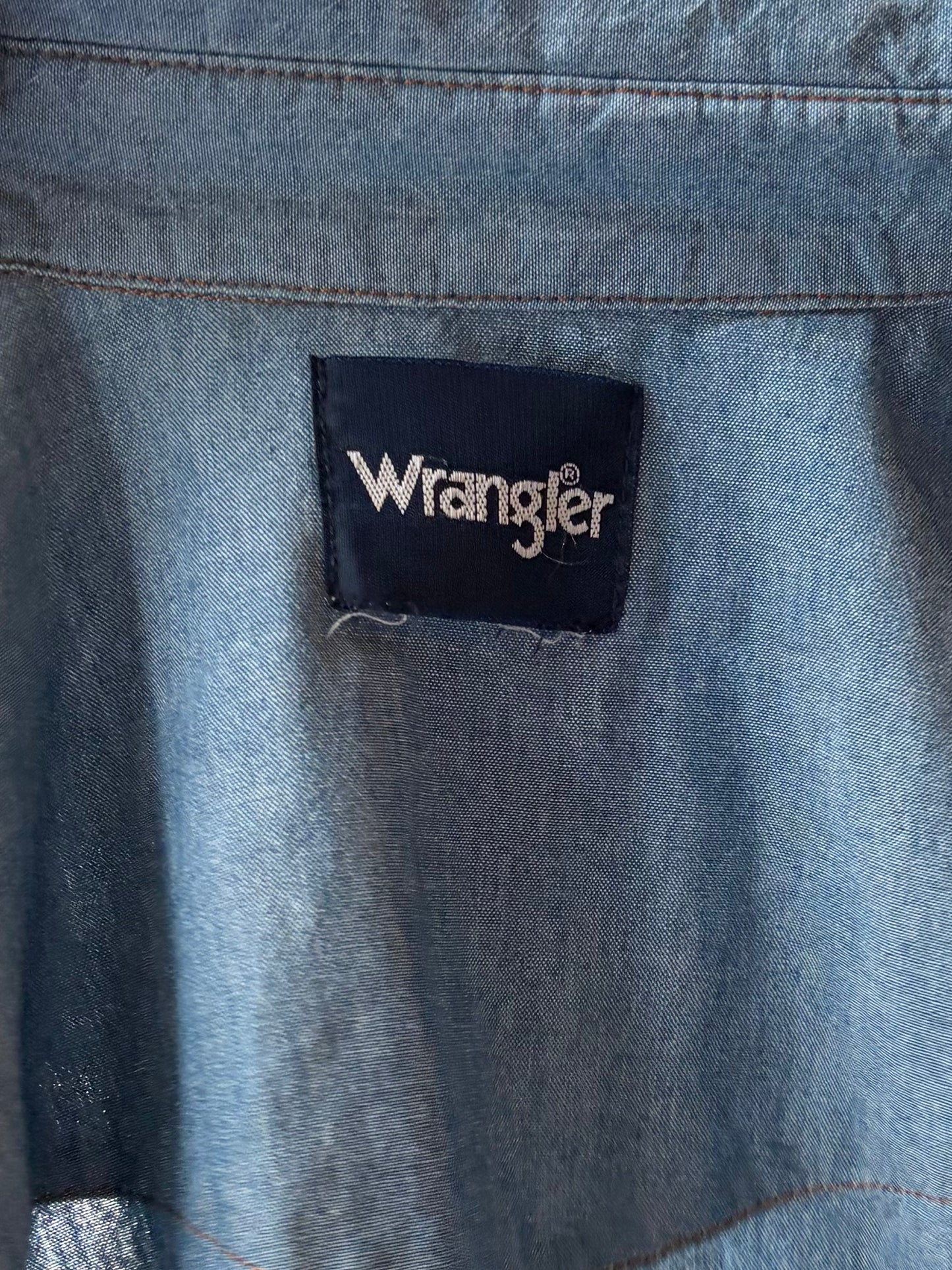Vintage 'Wrangler' Denim Pearl Snap Shirt / Large