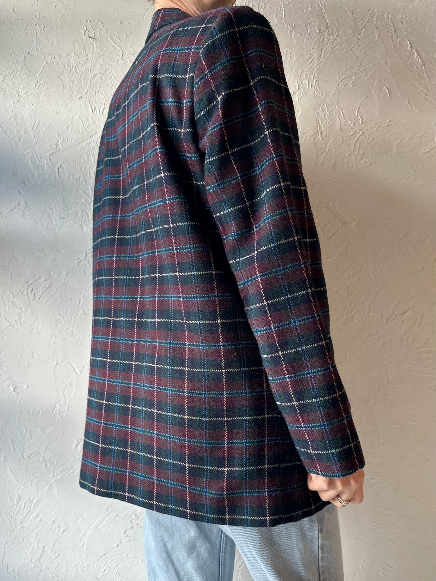 Y2k 'Sag Harbor' Plaid Blazer Jacket / Medium