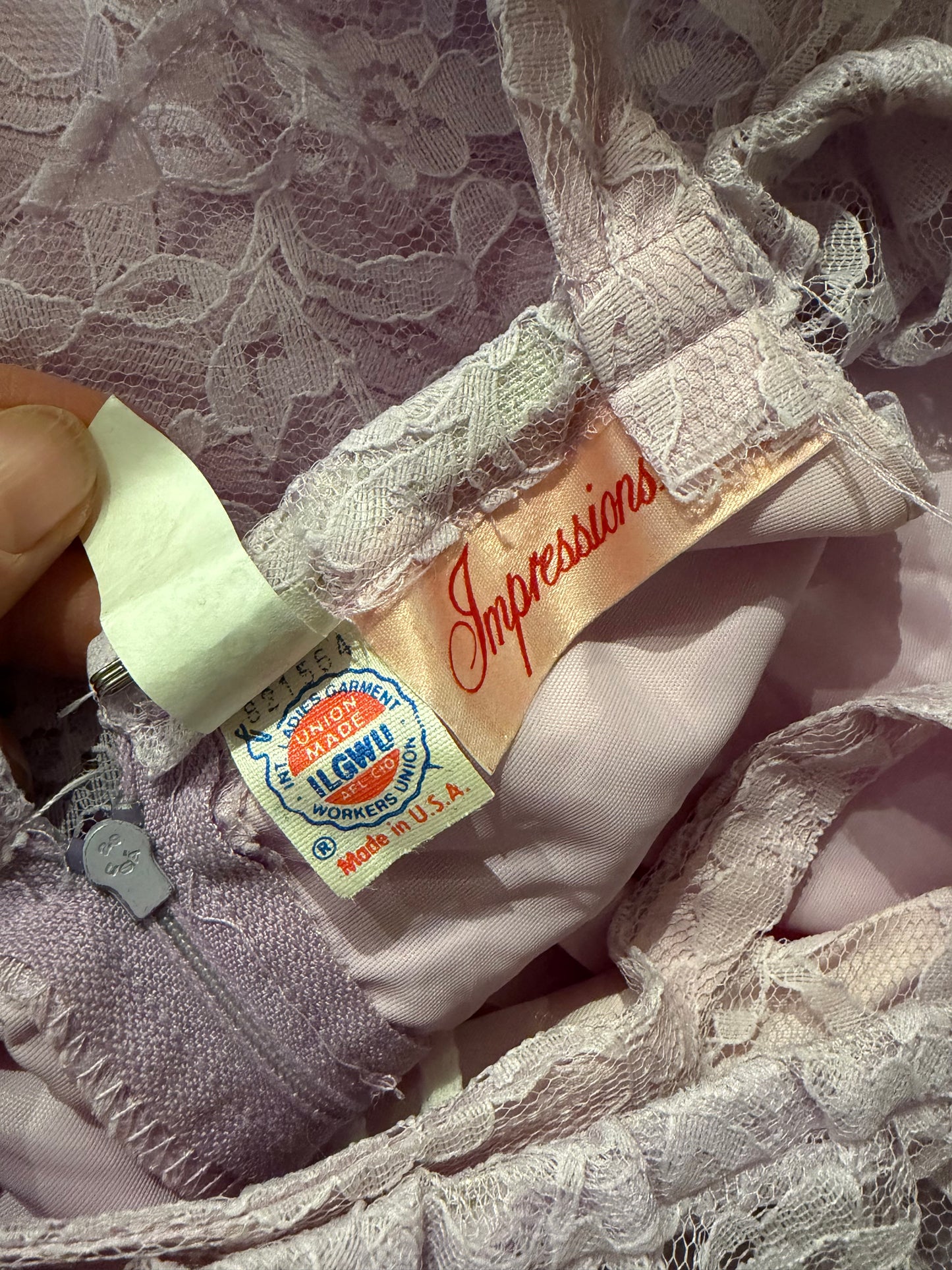 70s 'Impressions' Purple Lace Formal Dress / Union Made / Small