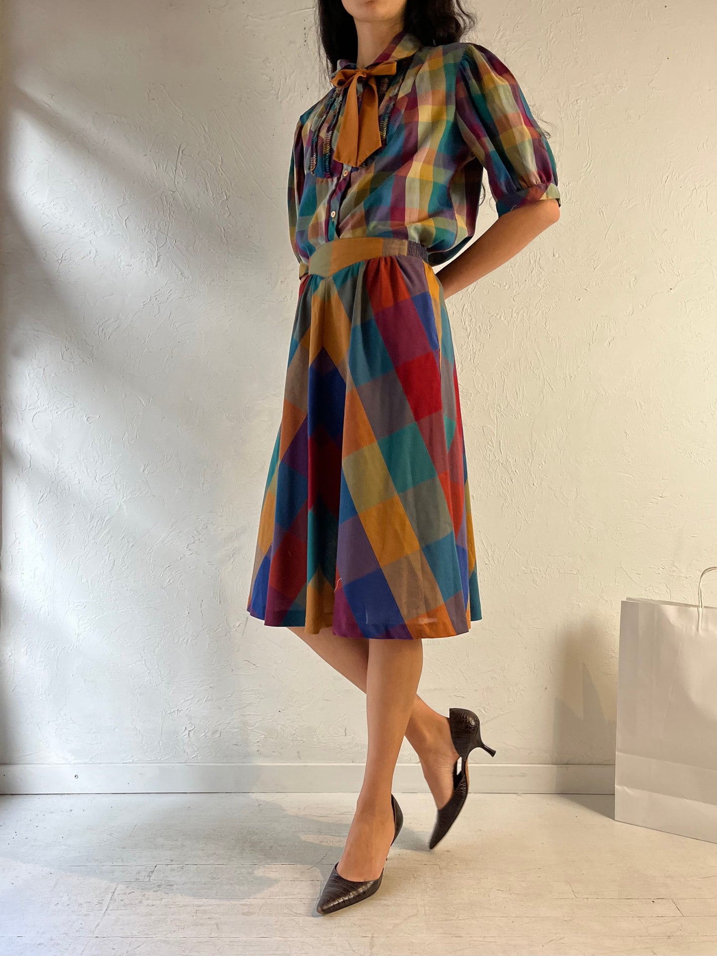 70s 'Koret' Plaid Two Piece Matching Set / Union Made / Medium