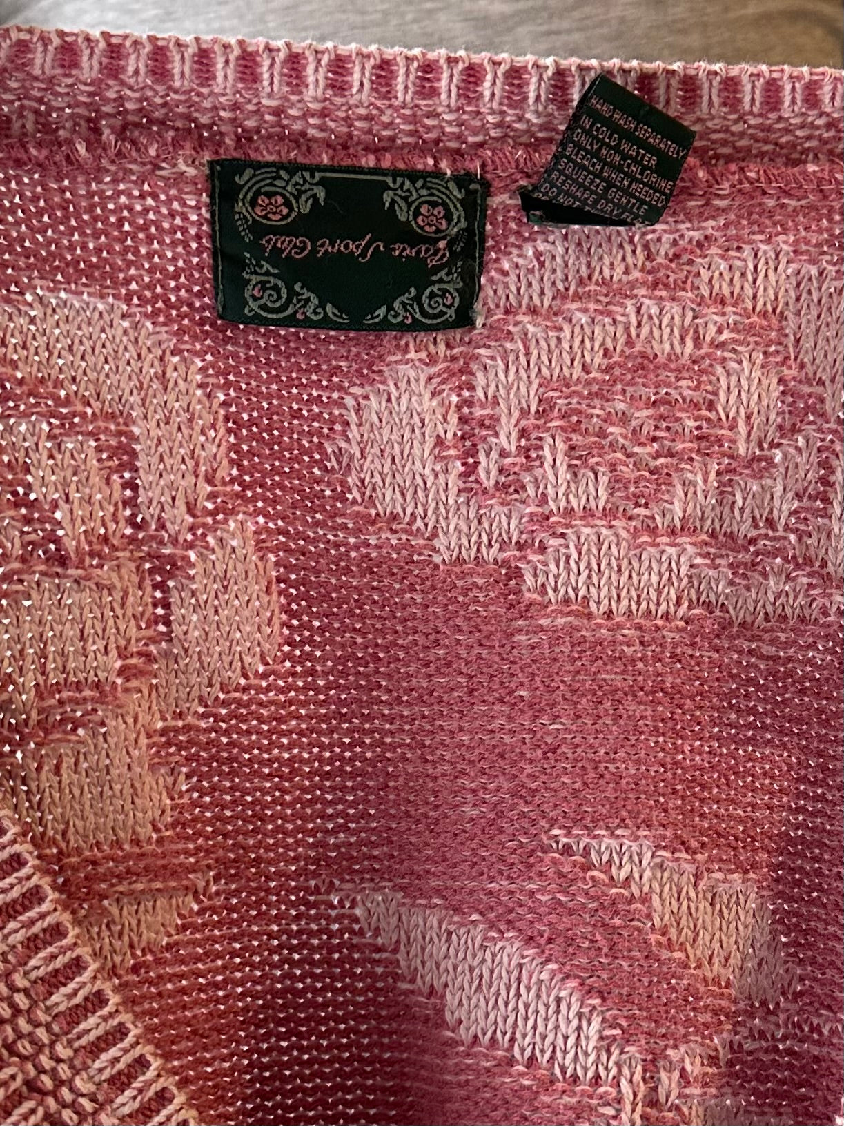 90s ‘Paris Sport Club’ Pink Floral Sweater / Medium