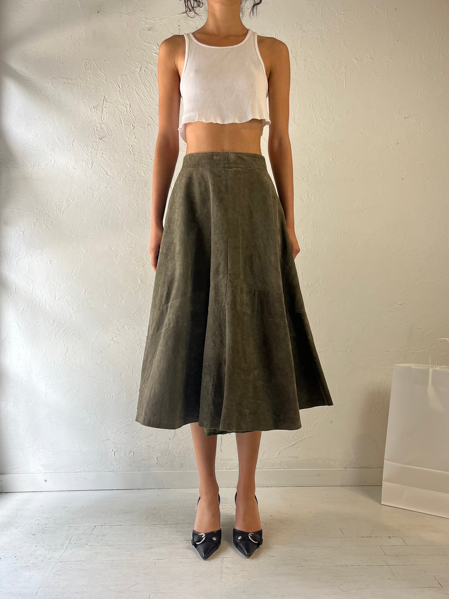 90s ‘Marquis’ Suede Leather Skirt / Small