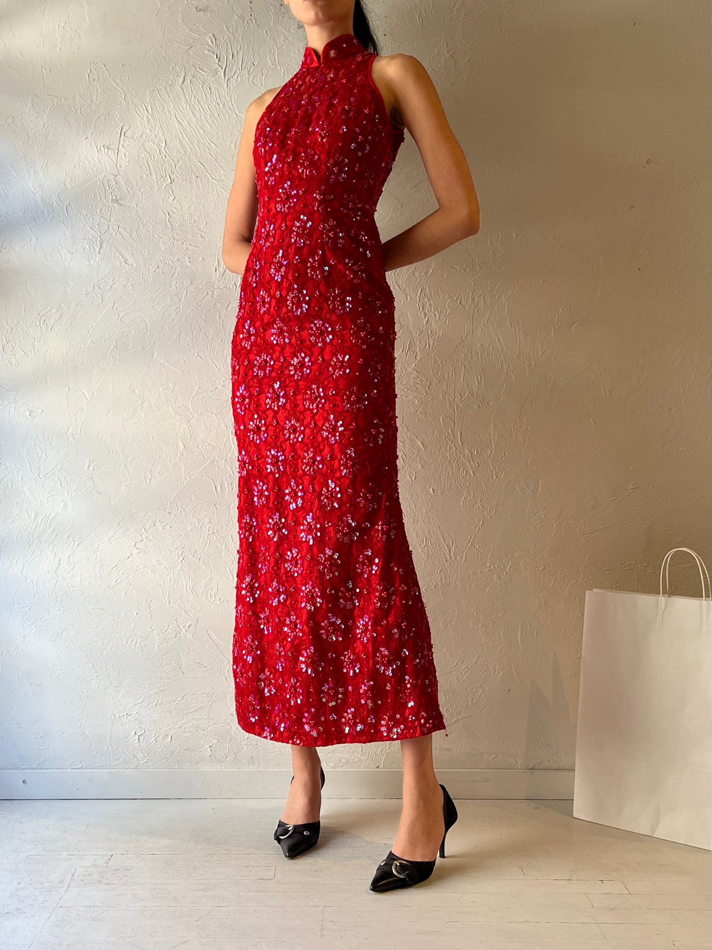 Y2k ‘Clothhouse’ Red Lace Gown / Small