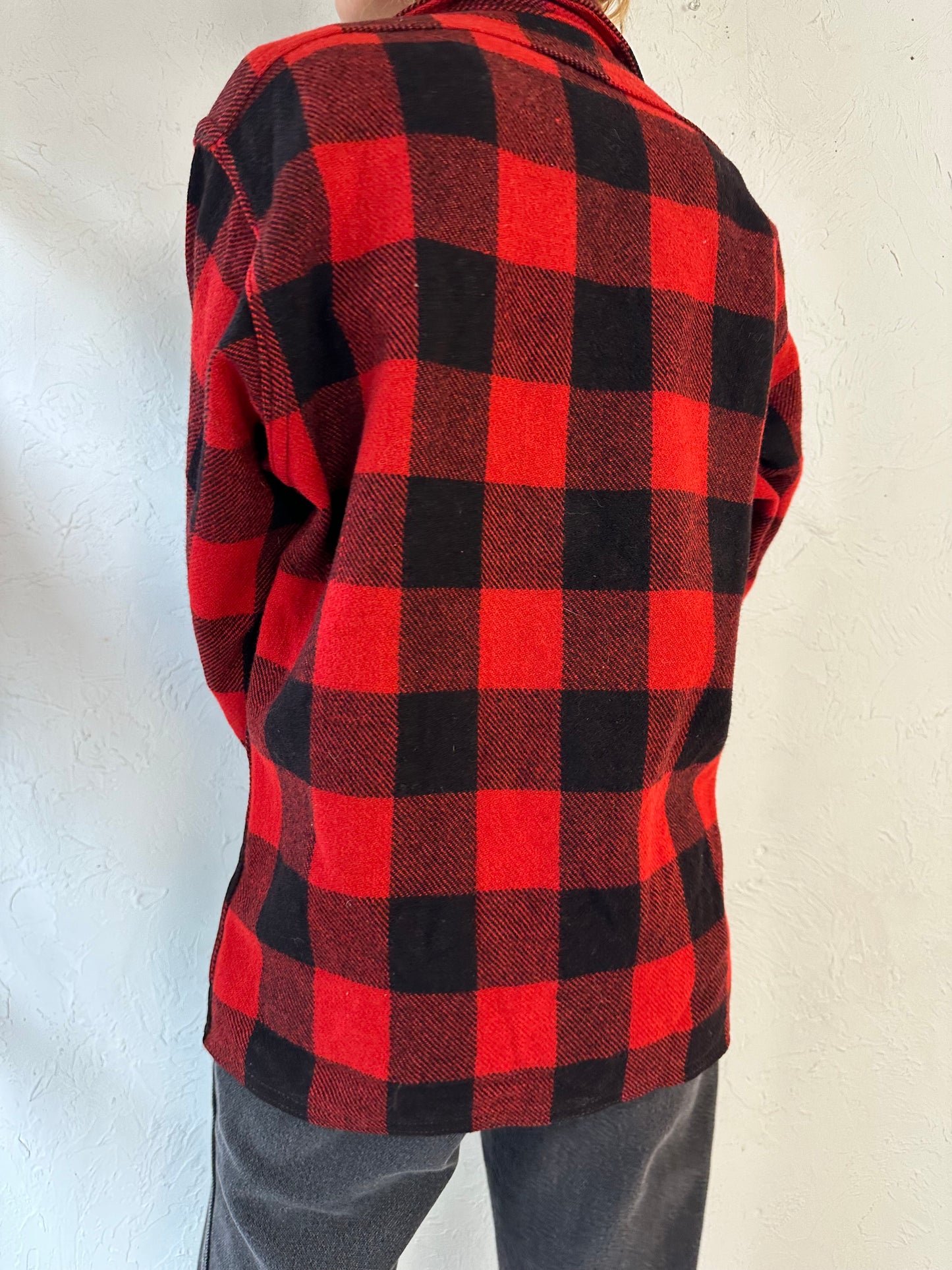 70s 'Bemidji' Red Wool Plaid Flannel Shirt / Medium