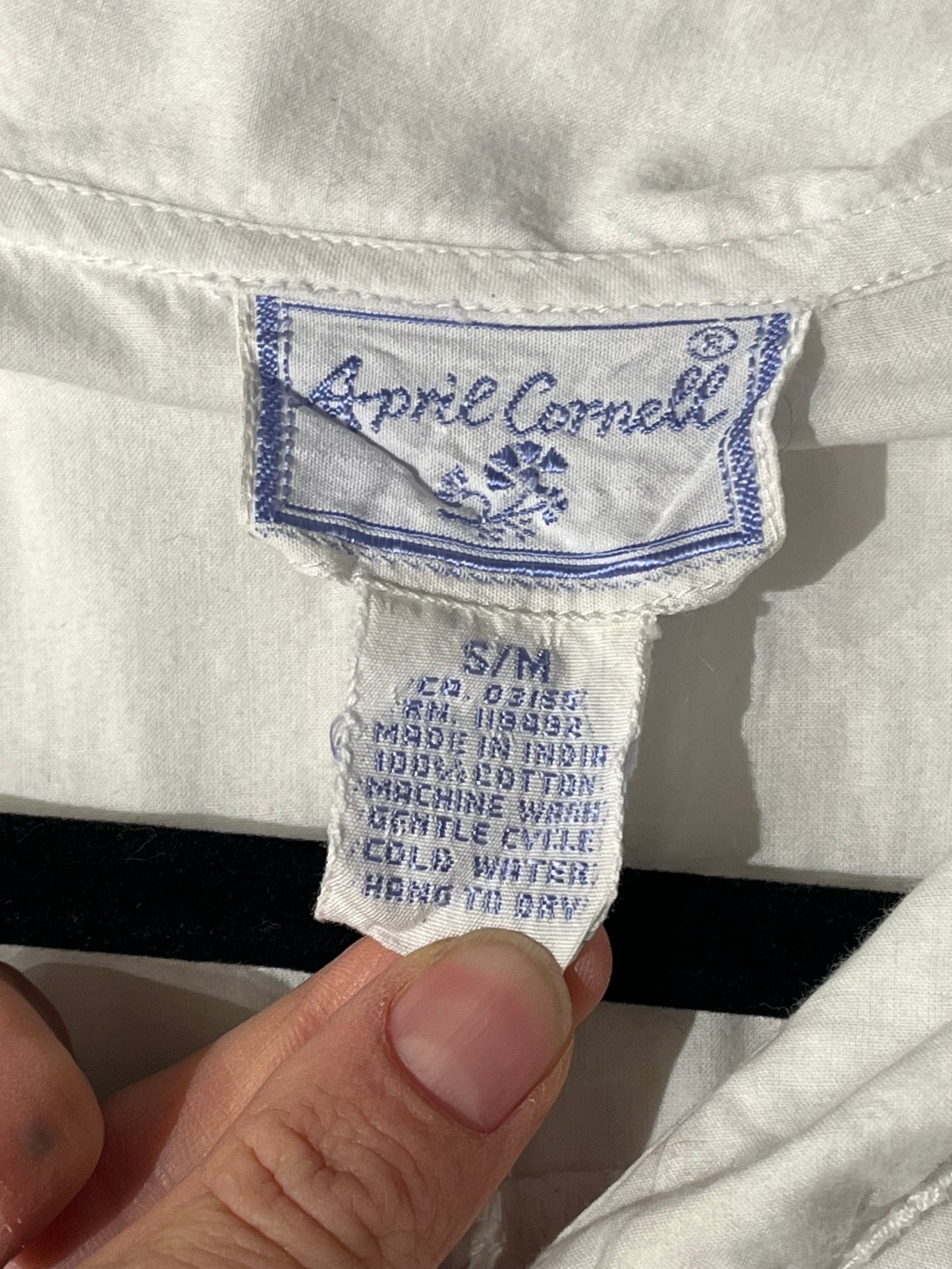 90s 'April Cornell' White Cotton Maxi Dress / Small - Medium