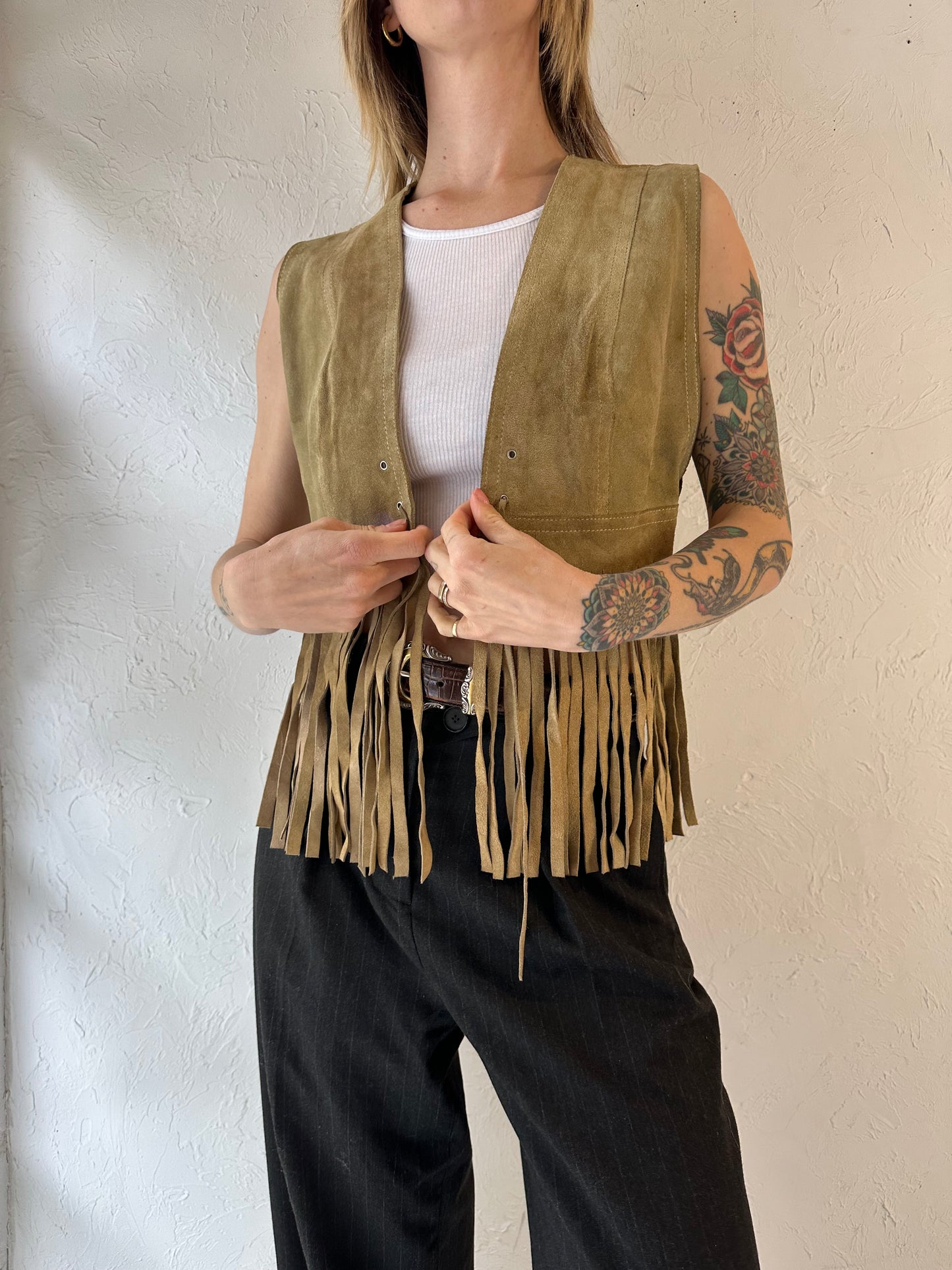 70s 'Bagatelle' Suede Fringe Vest / Small