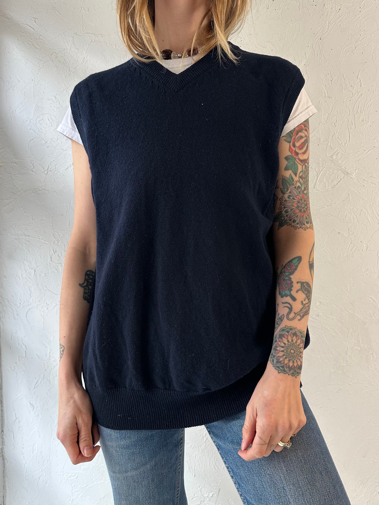 Y2K ‘Pendleton’ Navy Blue Wool Vest / Medium