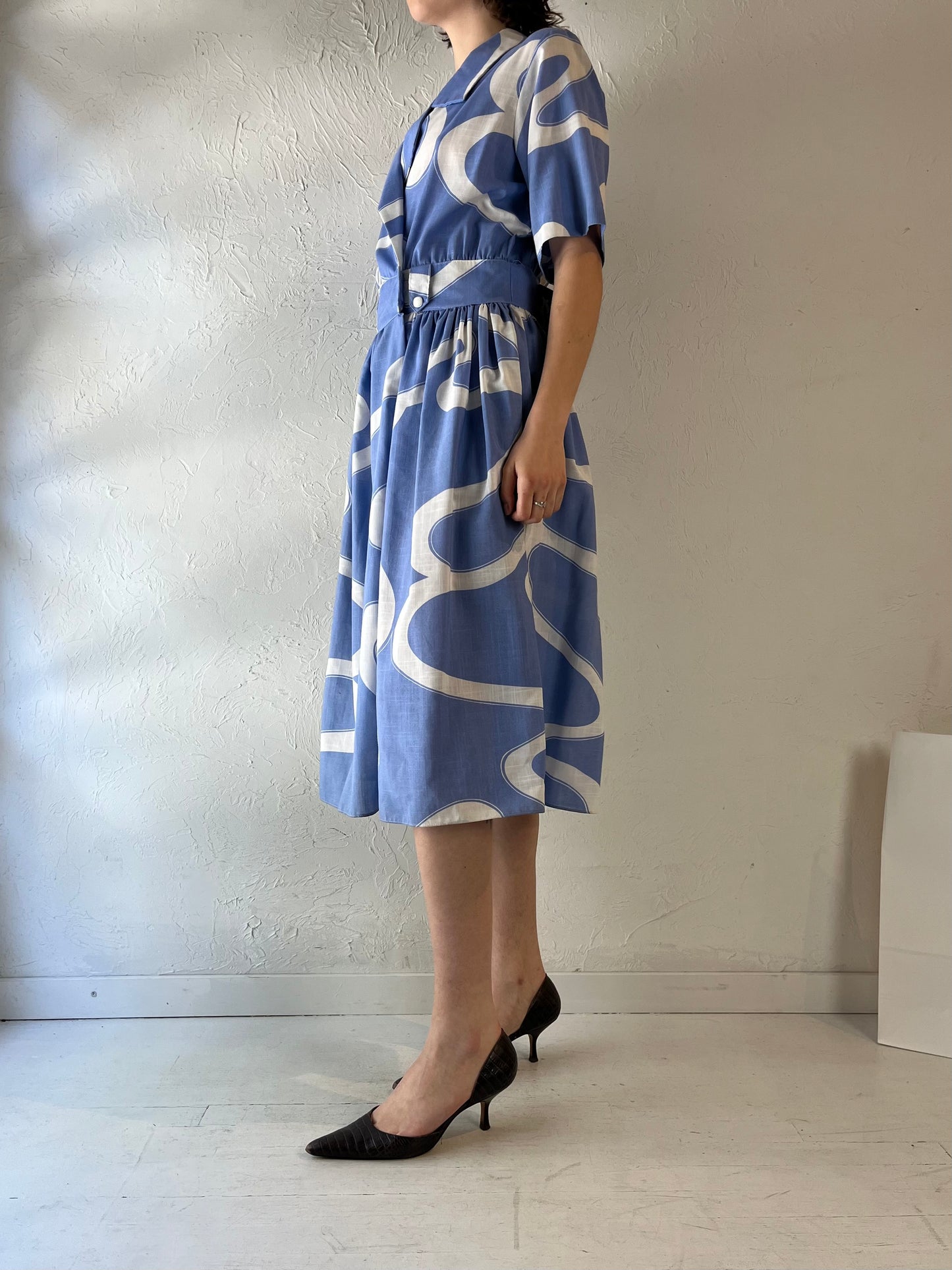 70s 'Miss Oops California' Blue Midi Dress / Medium