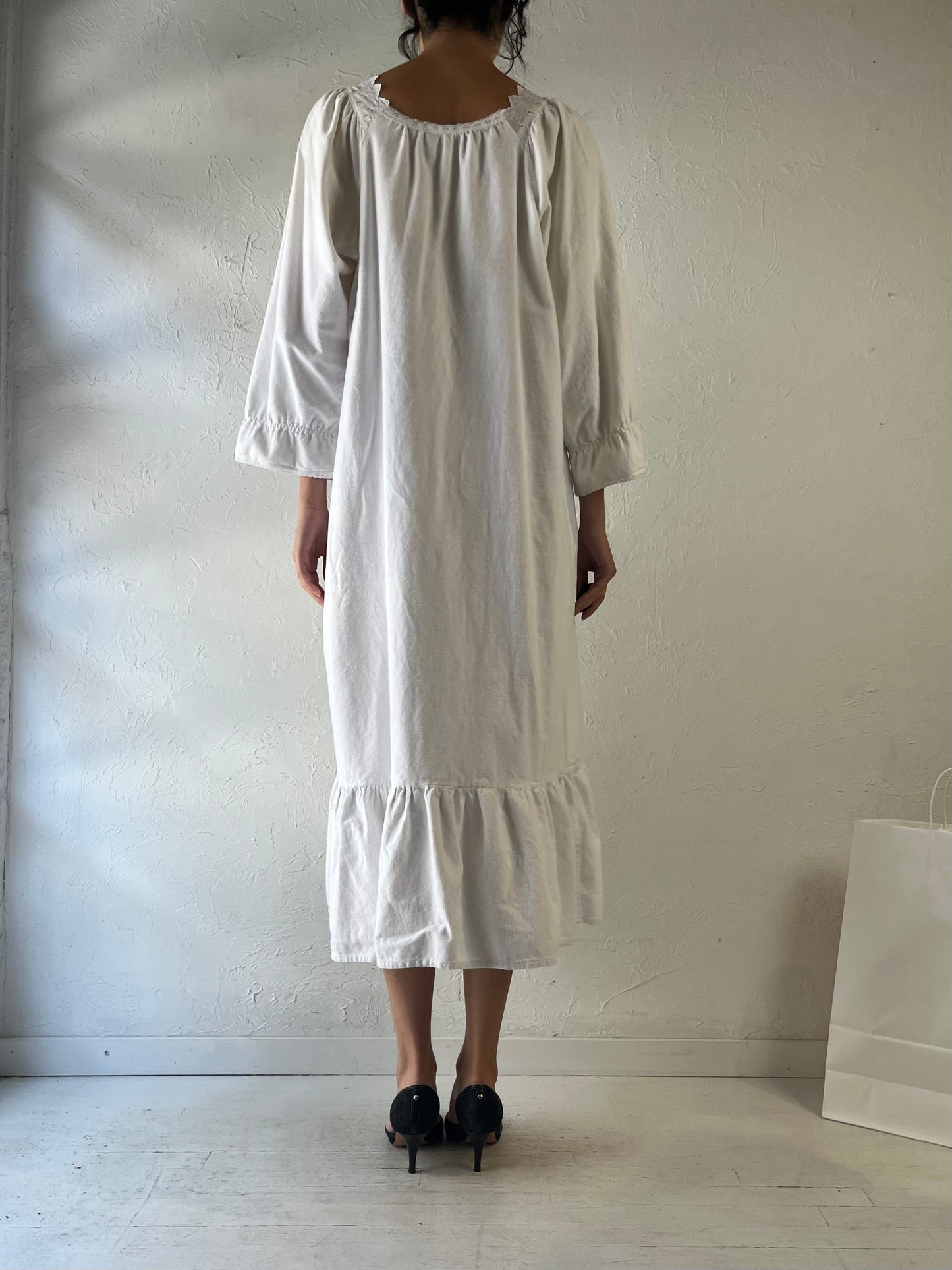 90s ‘La SENZA’ Thick White Cotton Dress / Medium