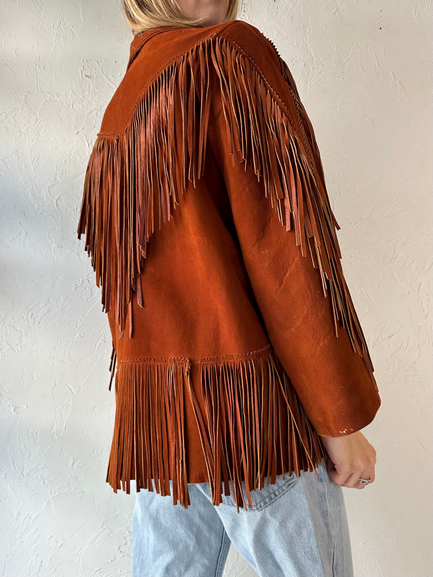 70s 'Cherokee Togs' Soft Suede Fringe Western Jacket / Medium