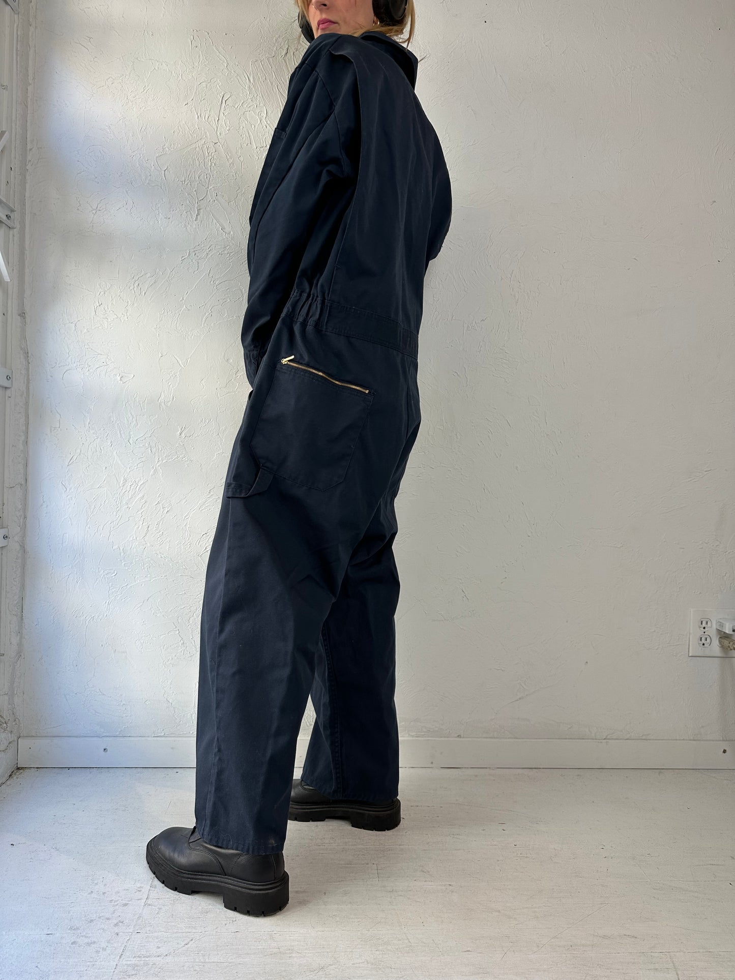 Y2k 'Dickies' Navy Blue Boiler Suit / Large