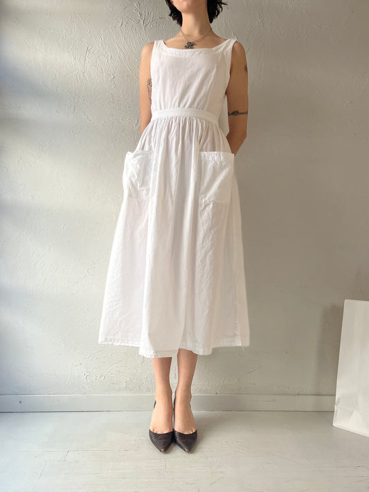 90s 'Ralph Lauren' White Cotton Dress / Small