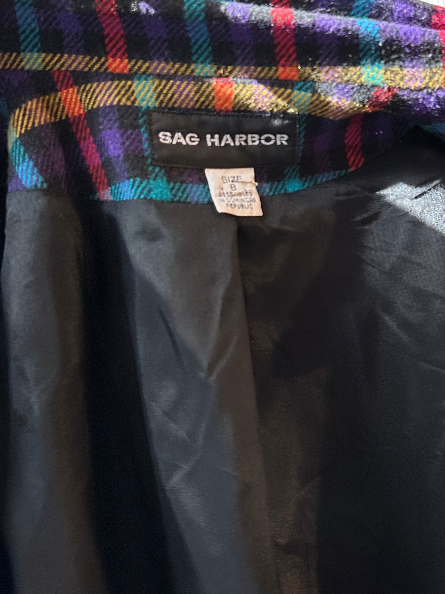 90s 'Sag Harbor' Rainbow Plaid Blazer / Medium