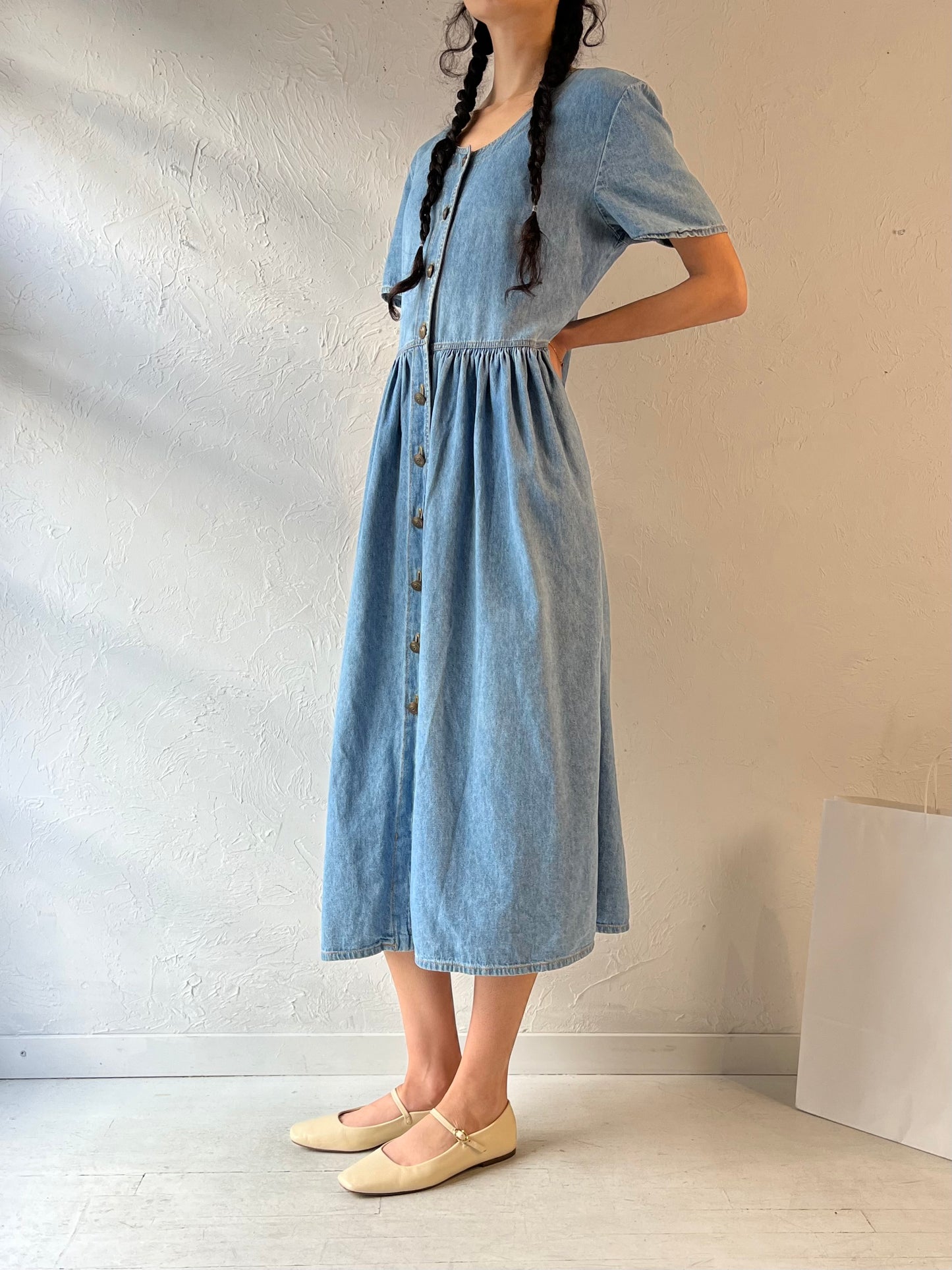 90s ‘Tickets’ Denim Dress / Medium