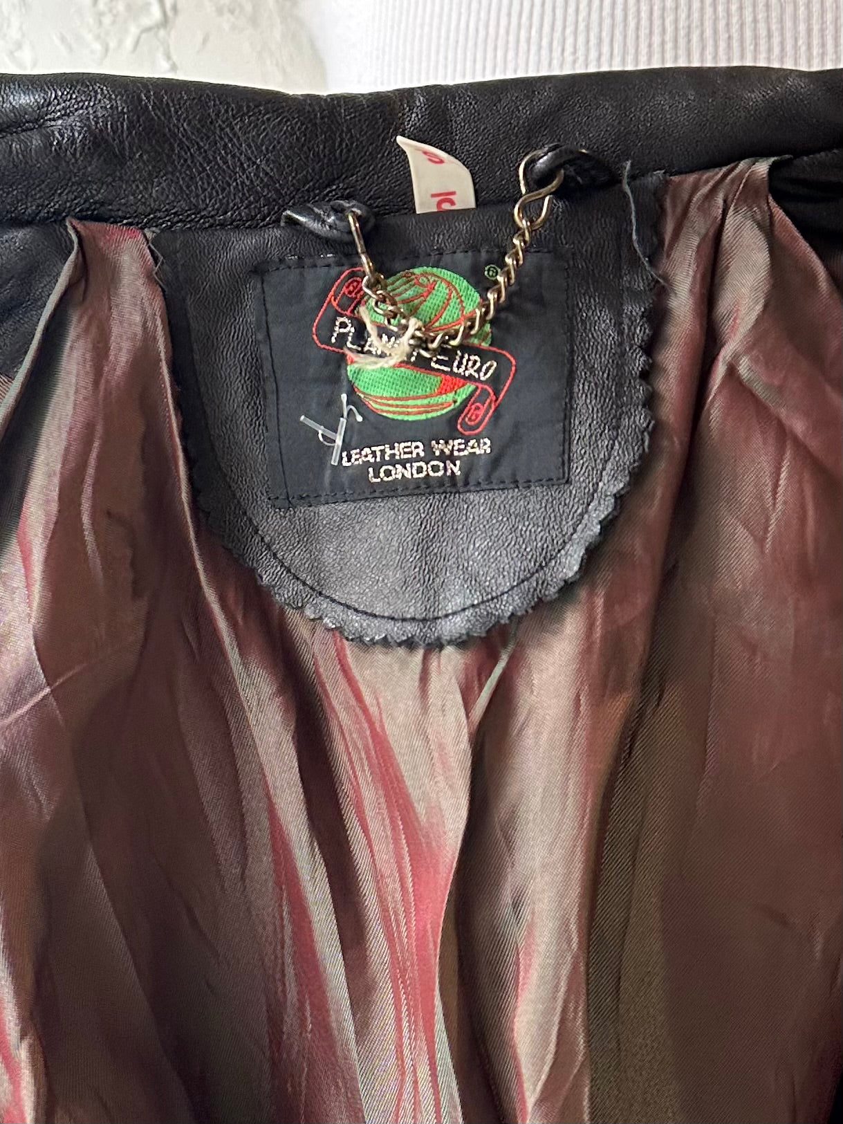 90s ‘Planet Euro’ Black Leather Jacket / Small