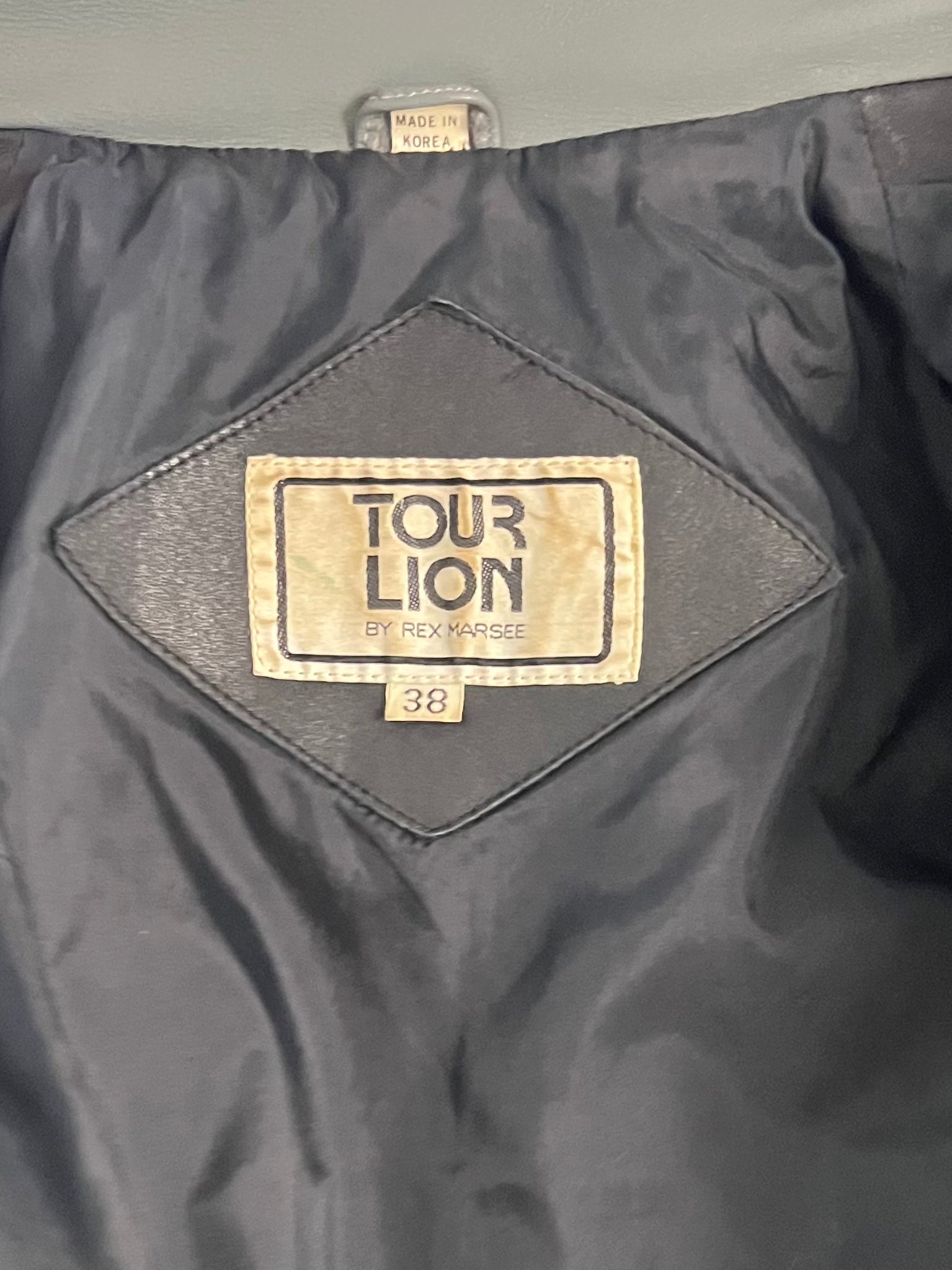 90s 'Tour Lion' Heavy Duty Leather Jacket / Medium