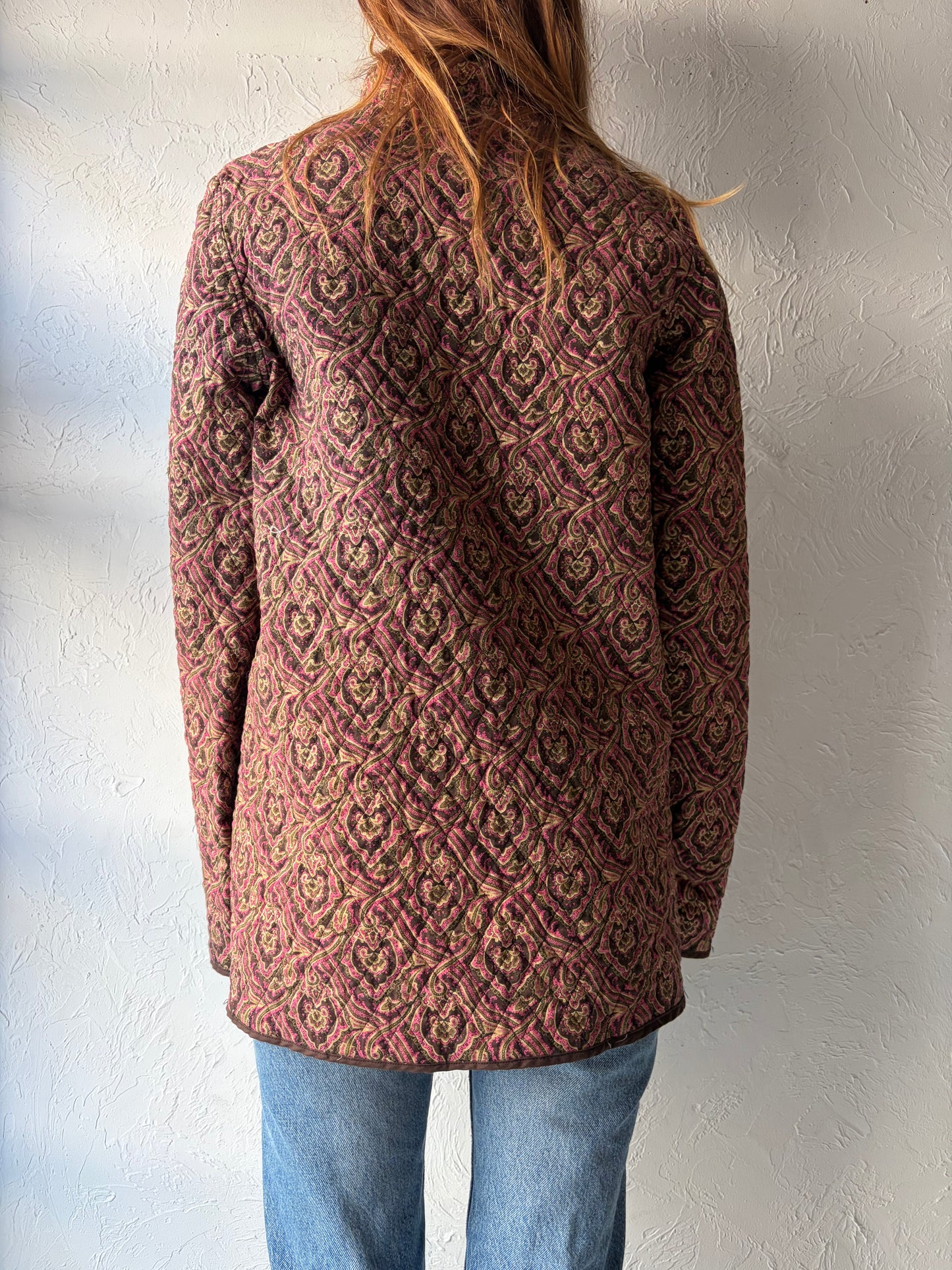 Vintage Handmade Quilted Floral Tapestry Boho Hippie Cottagecore Artisan Jacket / Medium