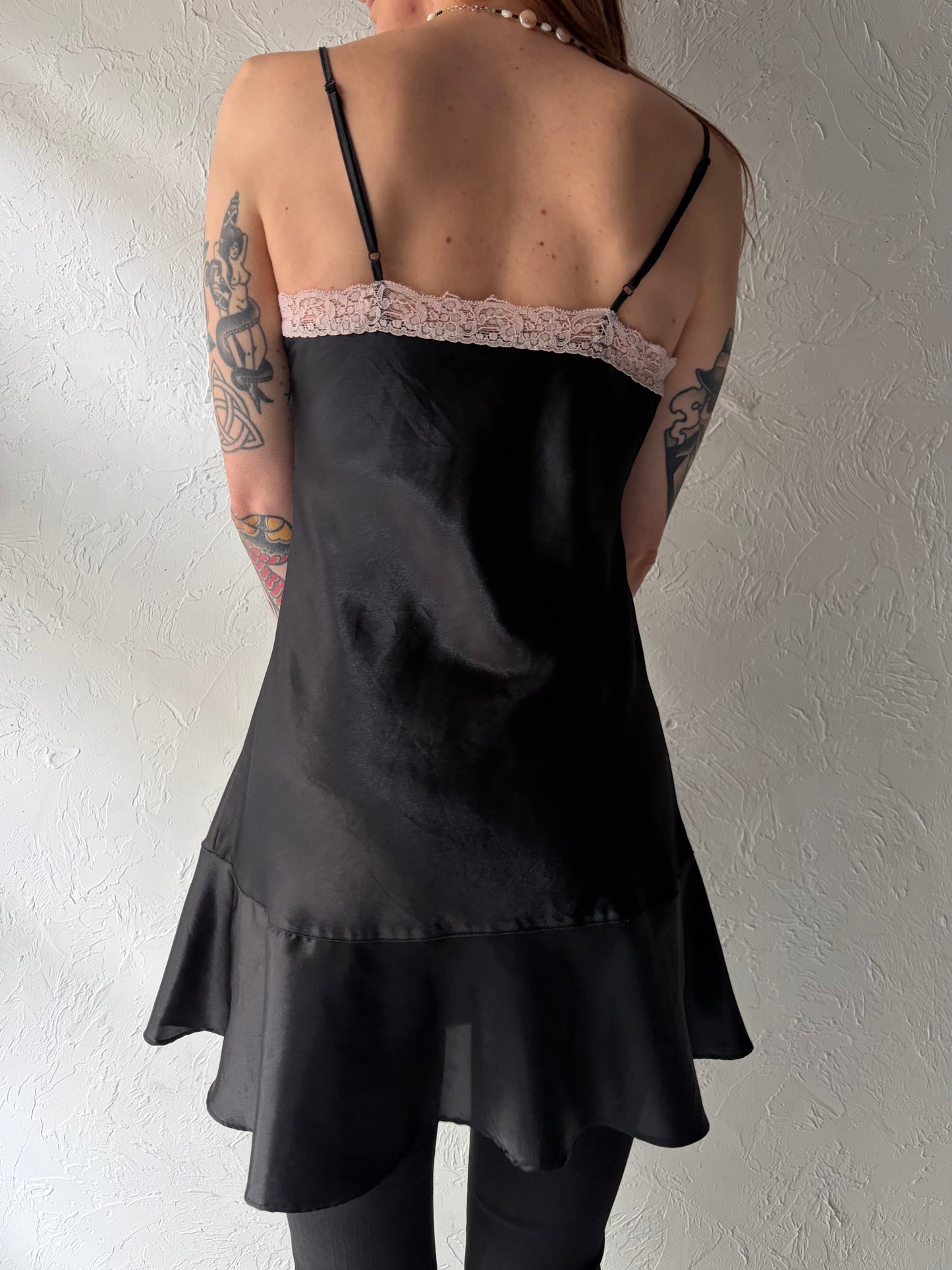 Y2K Black Slip Dress Top / Small
