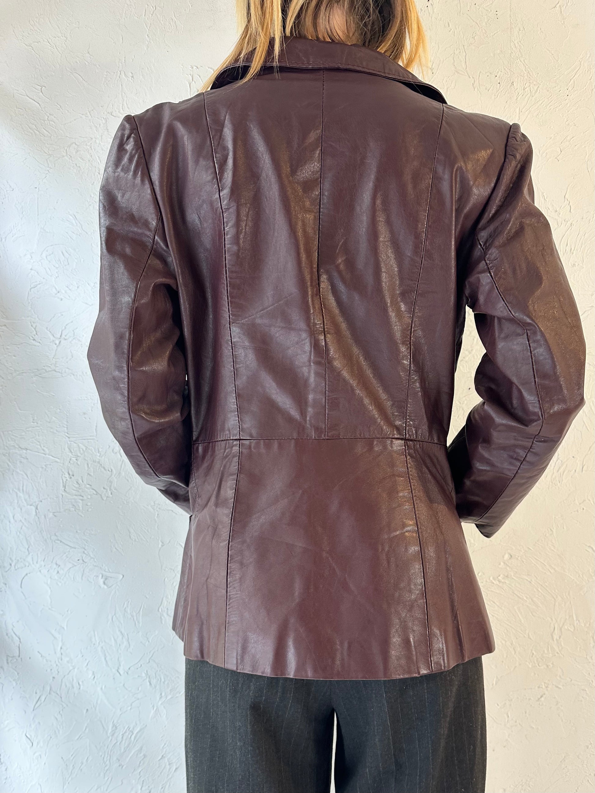 70s 'Genuine Leather' Brown Leather Jacket / Large