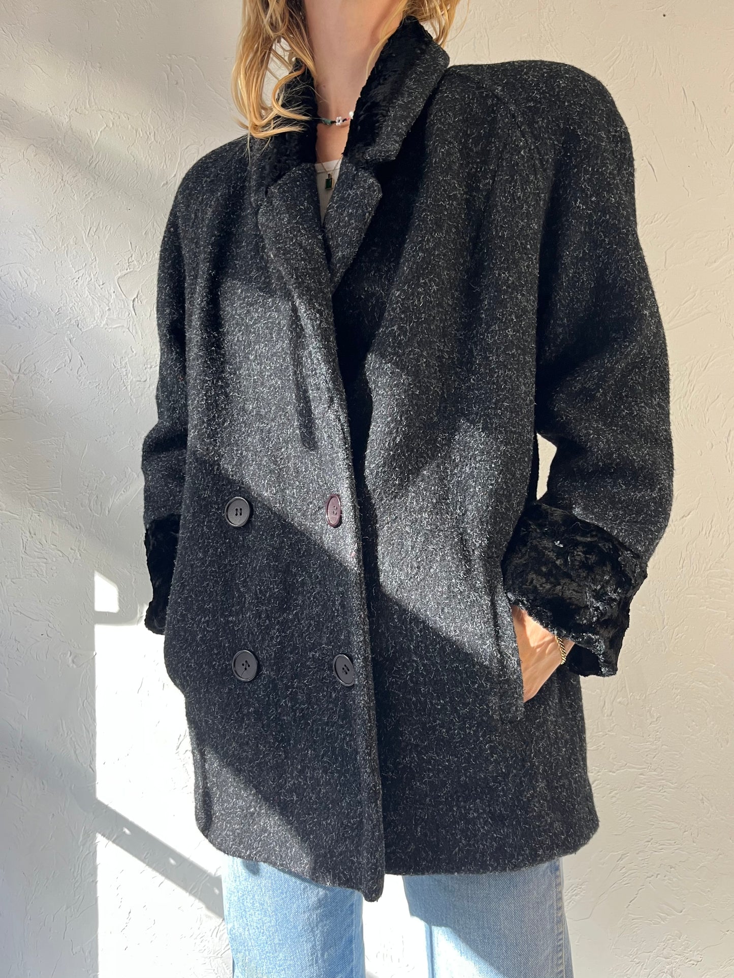 90s 'Sears' Gray Wool Nylon Jacket / Medium