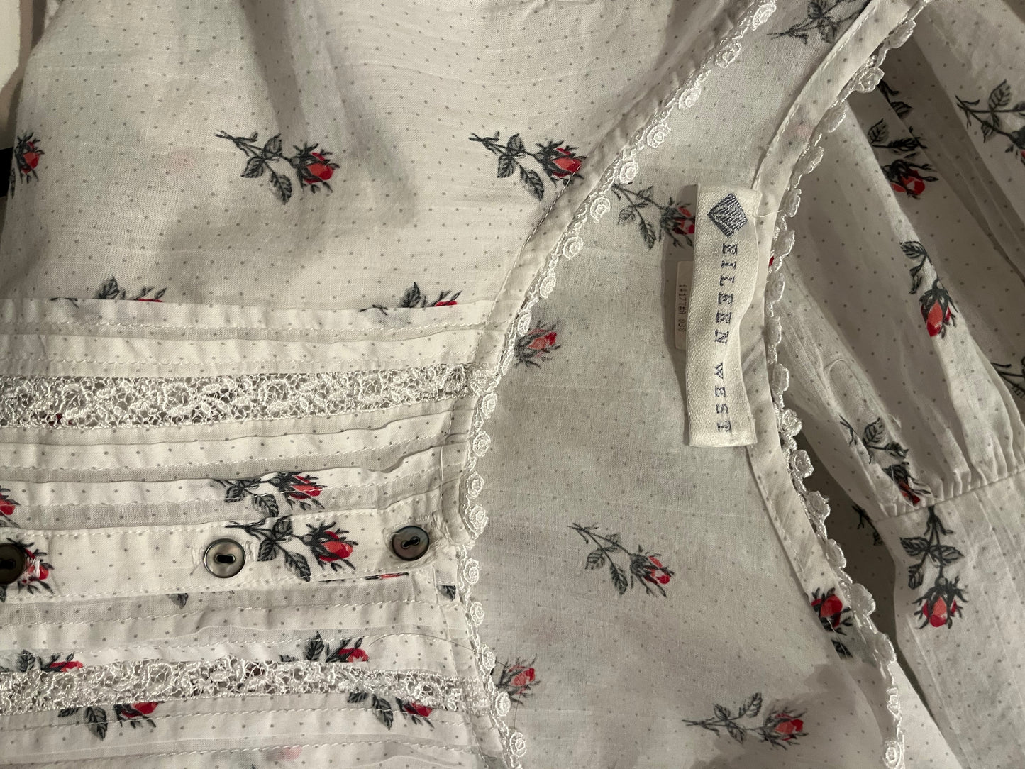 90s 'Eileen West' White Floral Cotton Summer Nighty Dress / Vintage 1990s Cottagecore Maxi Nightgown / Small
