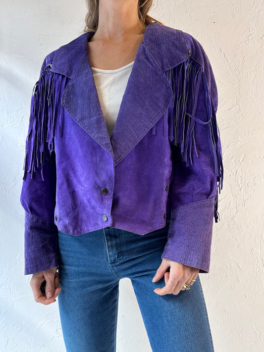 80s 'Smart Set' Purple Suede Fringe Jacket / Small