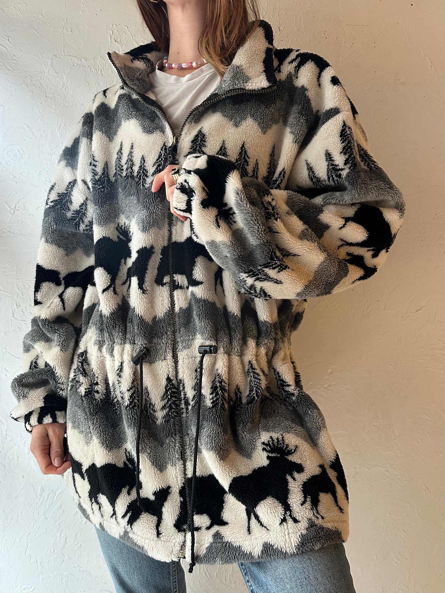 Y2k 'Coastlines' Fleece Jacket / Large