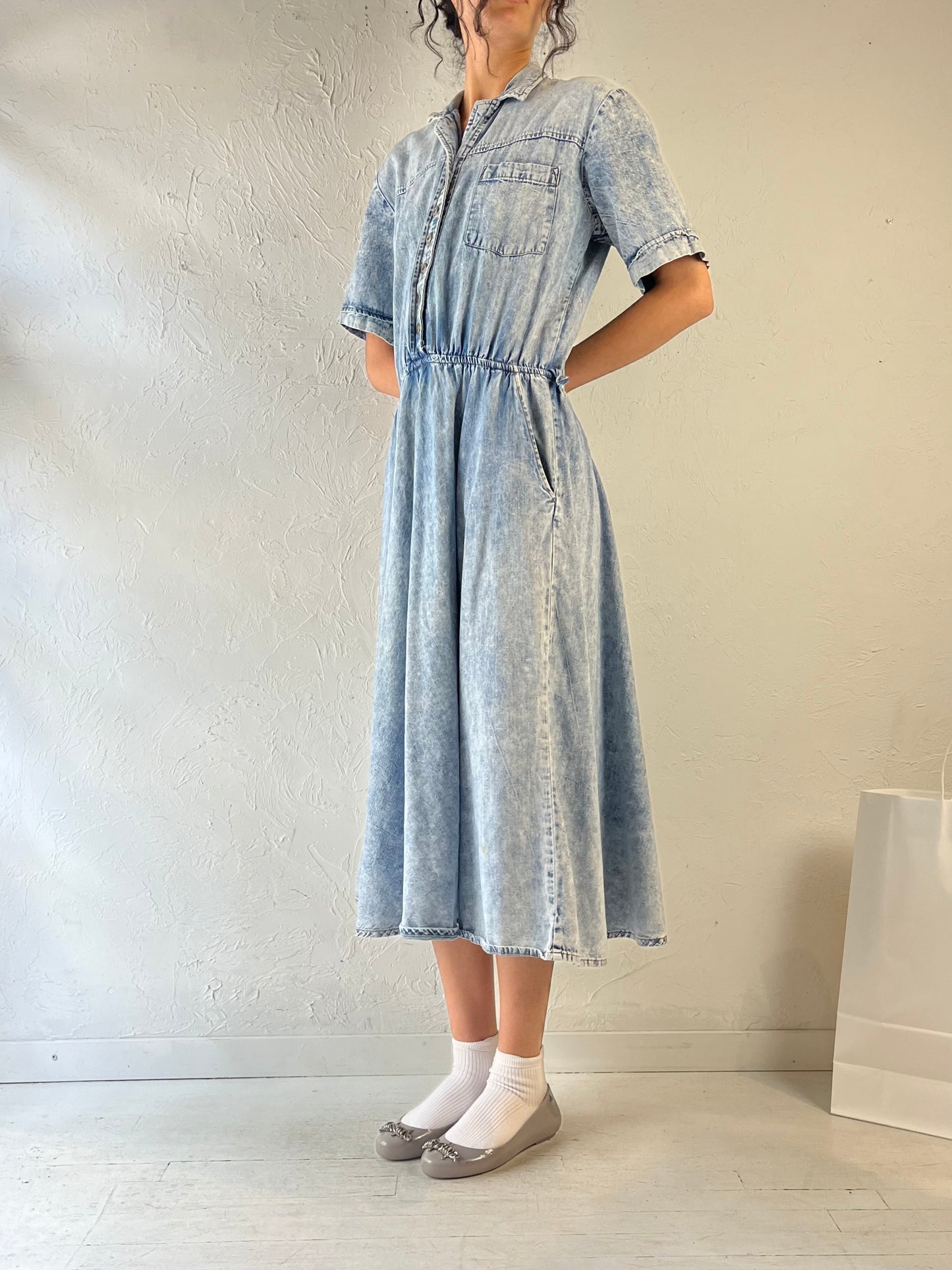 90s ‘Two Roads’ Denim Dress / Medium