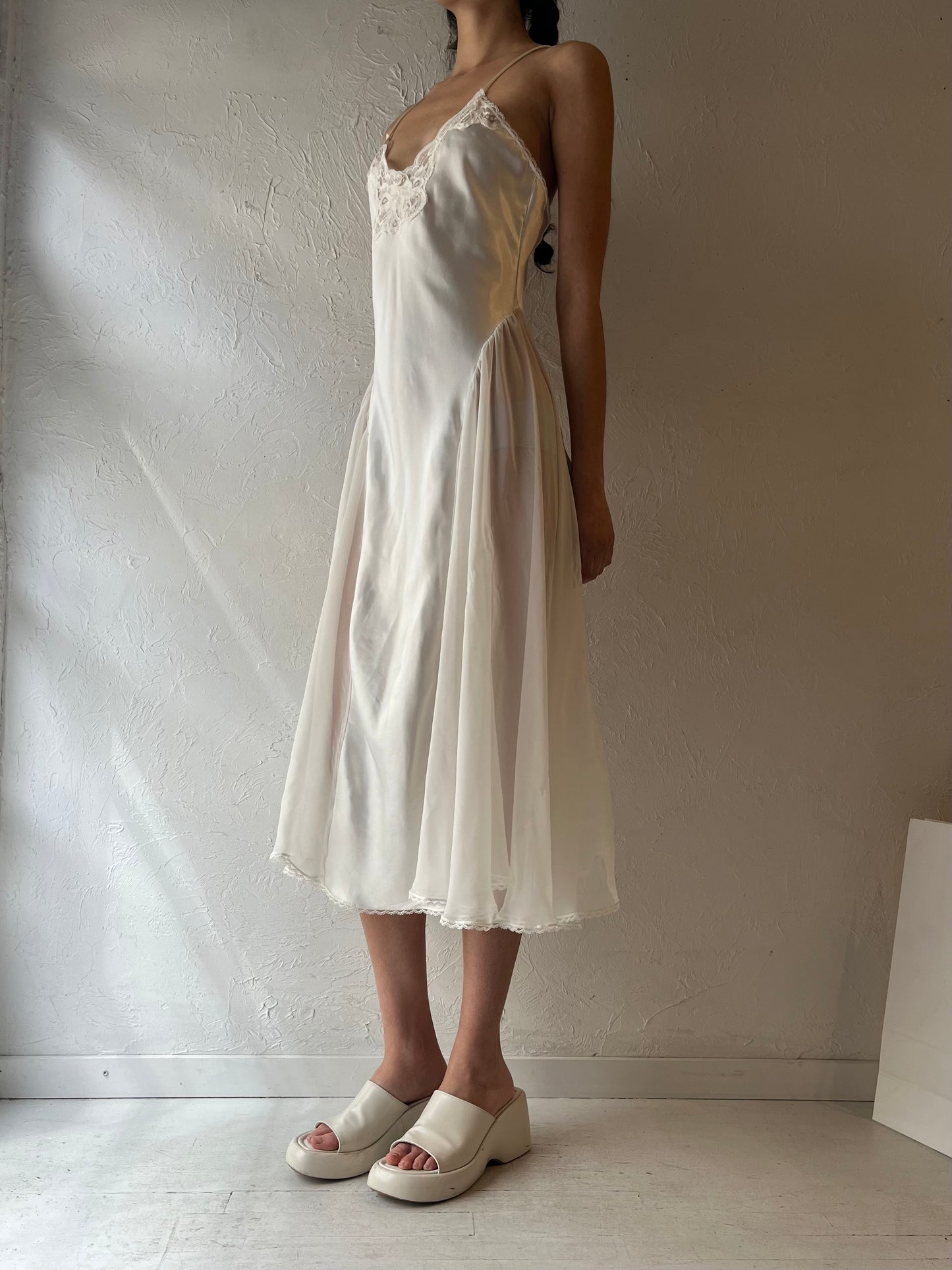 70s ‘Deena’ White Slip Dress / Small