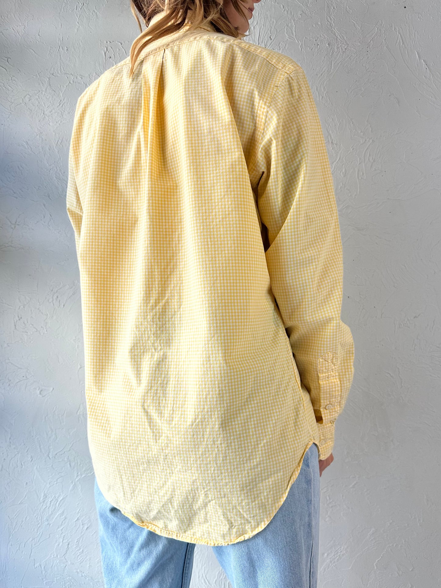 Y2k 'Ralph Lauren' Yellow Gingham Button Up Cotton Shirt / Small