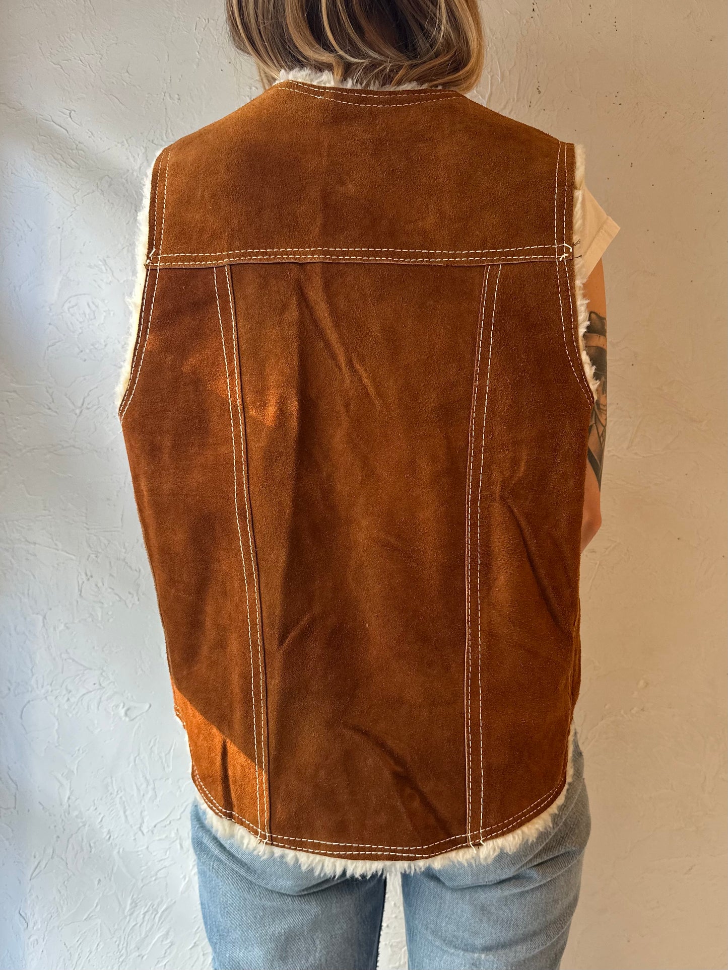 Vintage Suede Leather Vest / Large