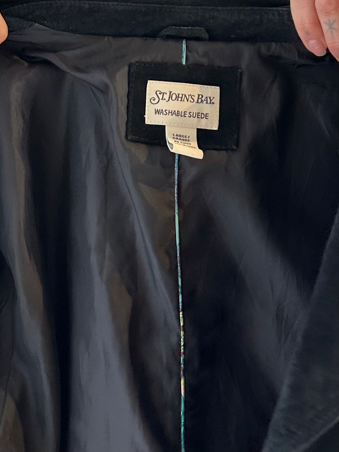 Y2k 'St Johns Bay’ Black Suede Jacket / Large