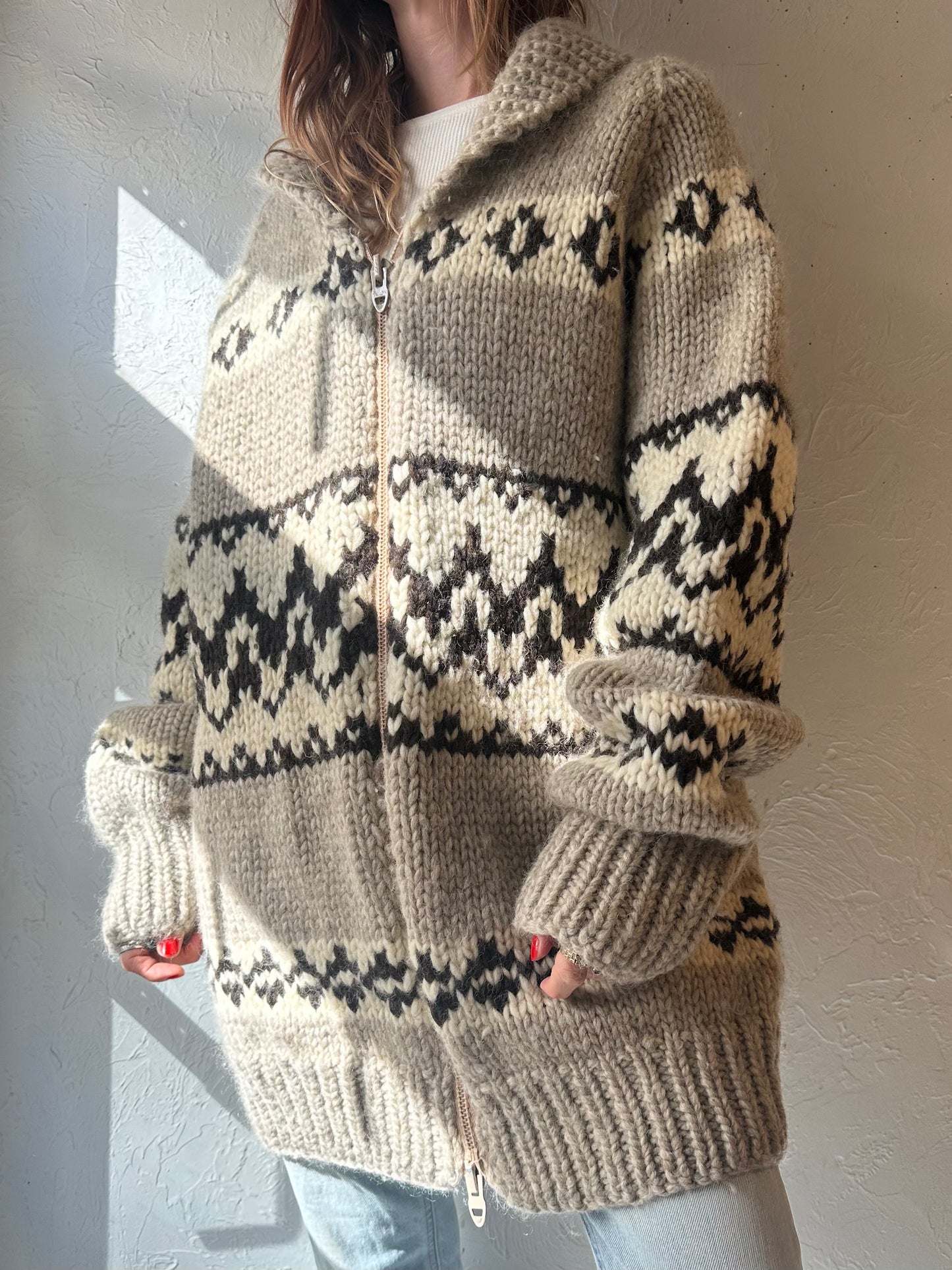 Vintage Hand Knit Chunky Wool Sweater / XXL
