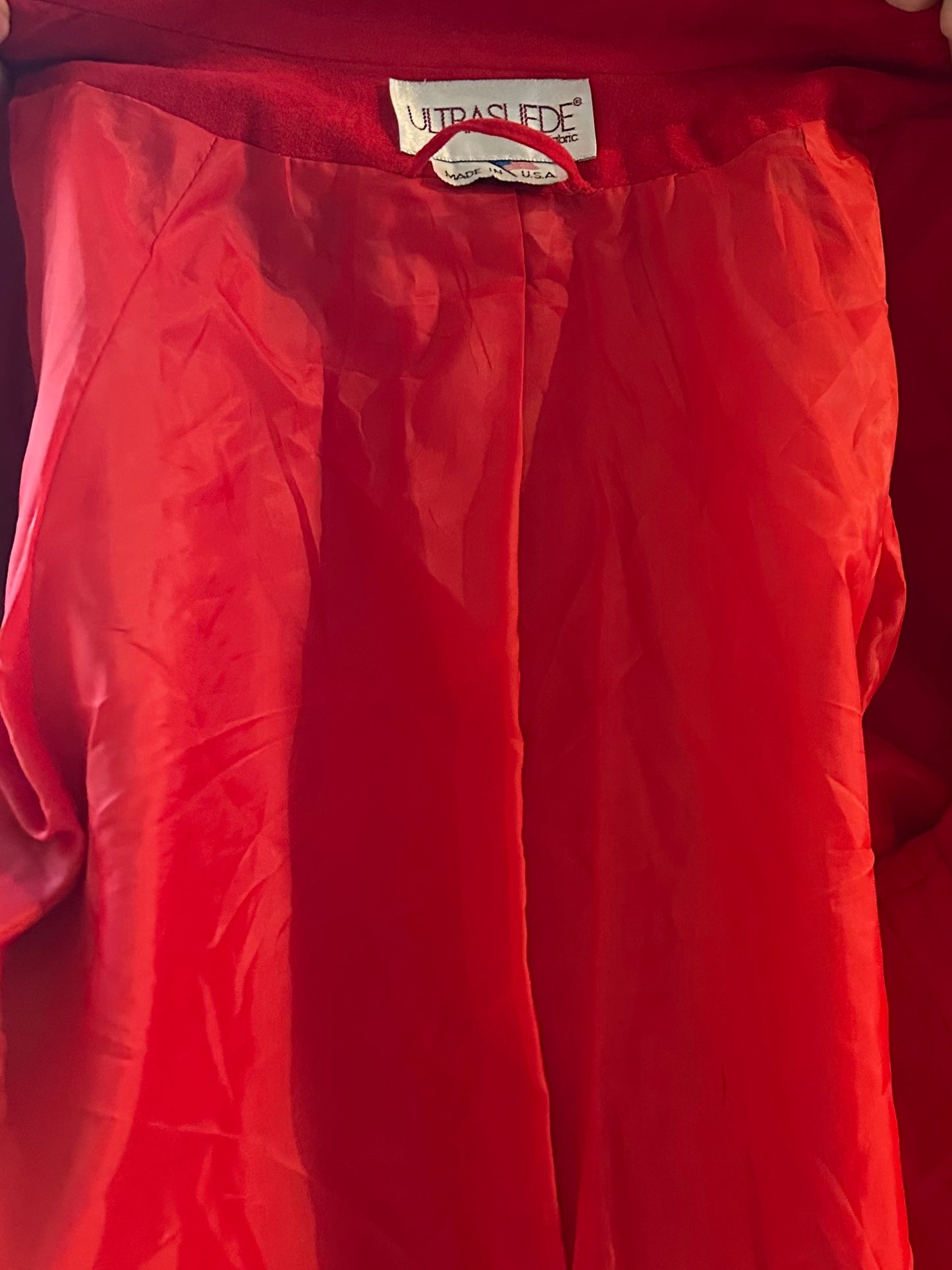 70s 'Ultra Suede' Red Trench Coat / Union Made / Medium