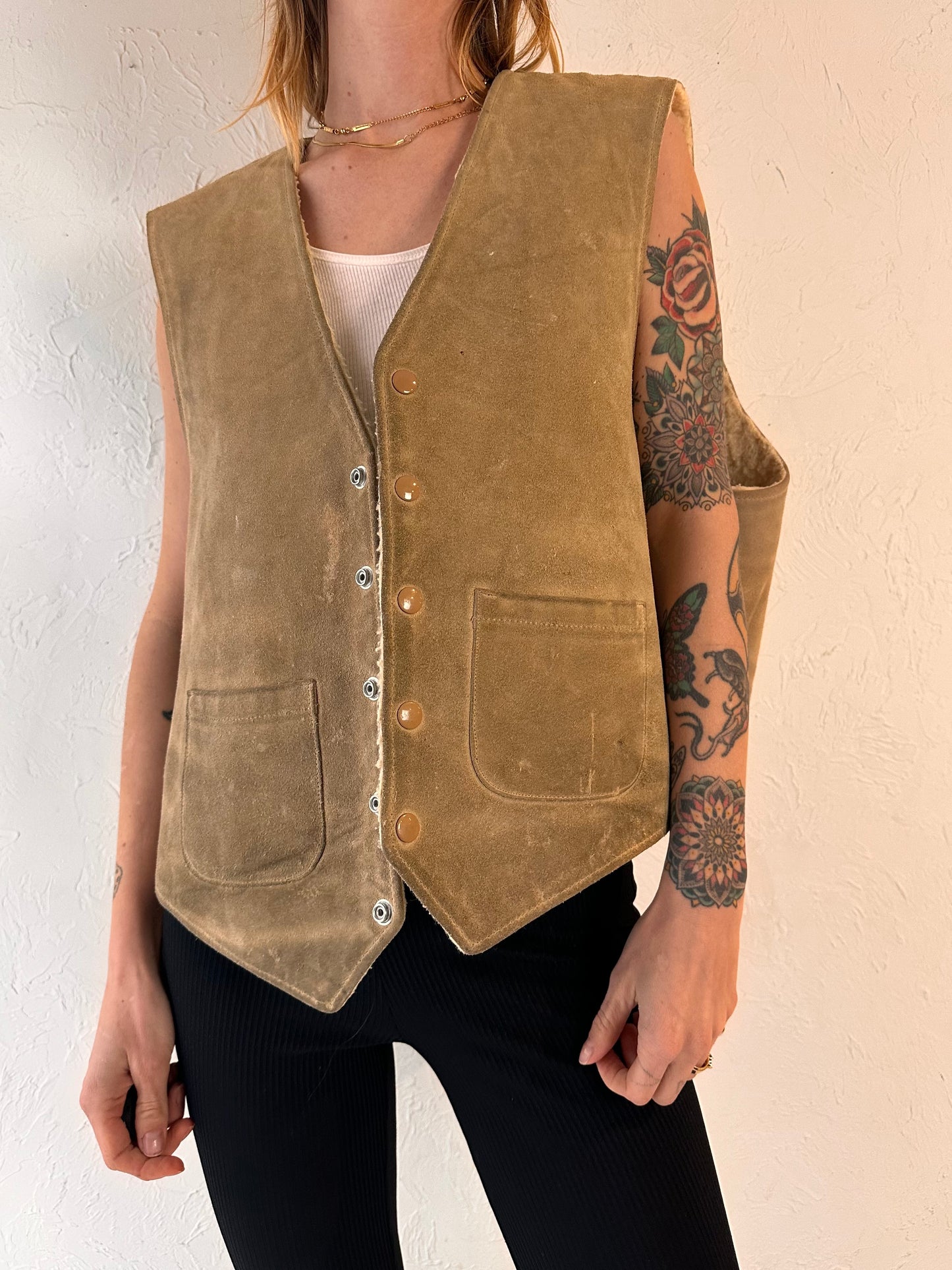 80s 'JFS' Suede Vest / XL