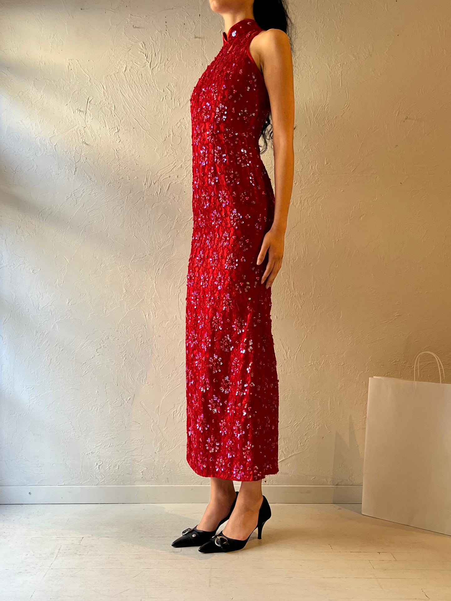 Y2k ‘Clothhouse’ Red Lace Gown / Small