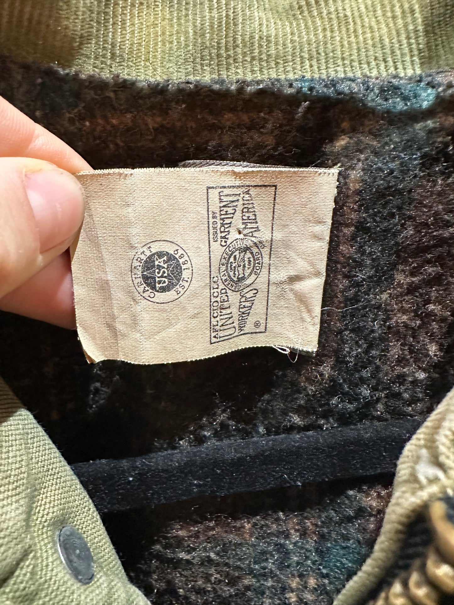 Vintage 'Carhartt' Green Work Wear Jacket / Union Made / Medium