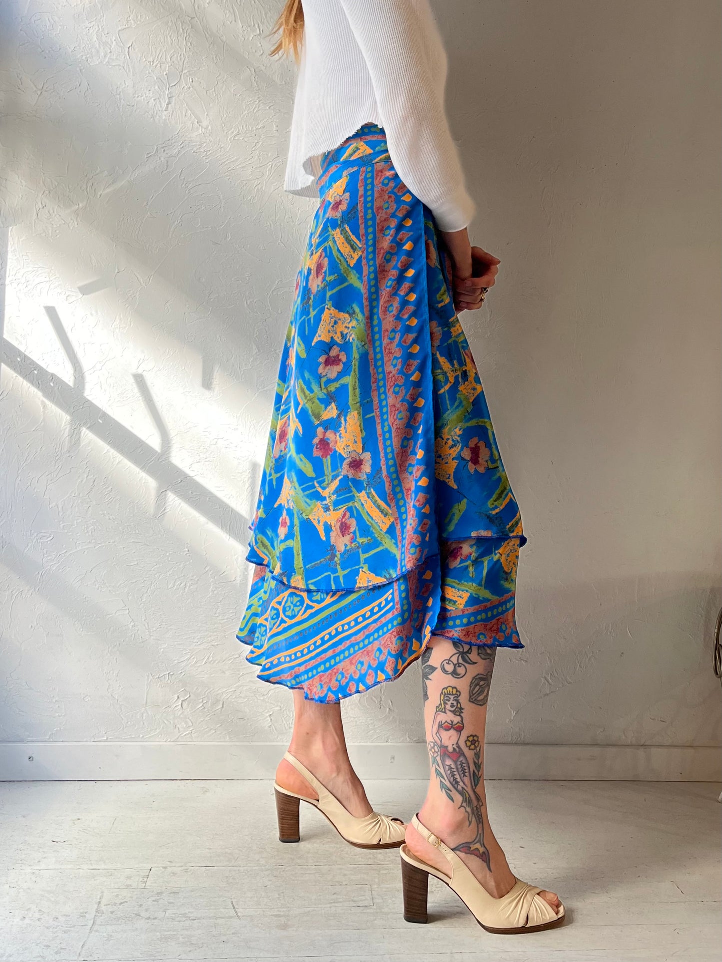 Y2k 'Rasamrta' Silk Rayon Wrap Skirt / Small